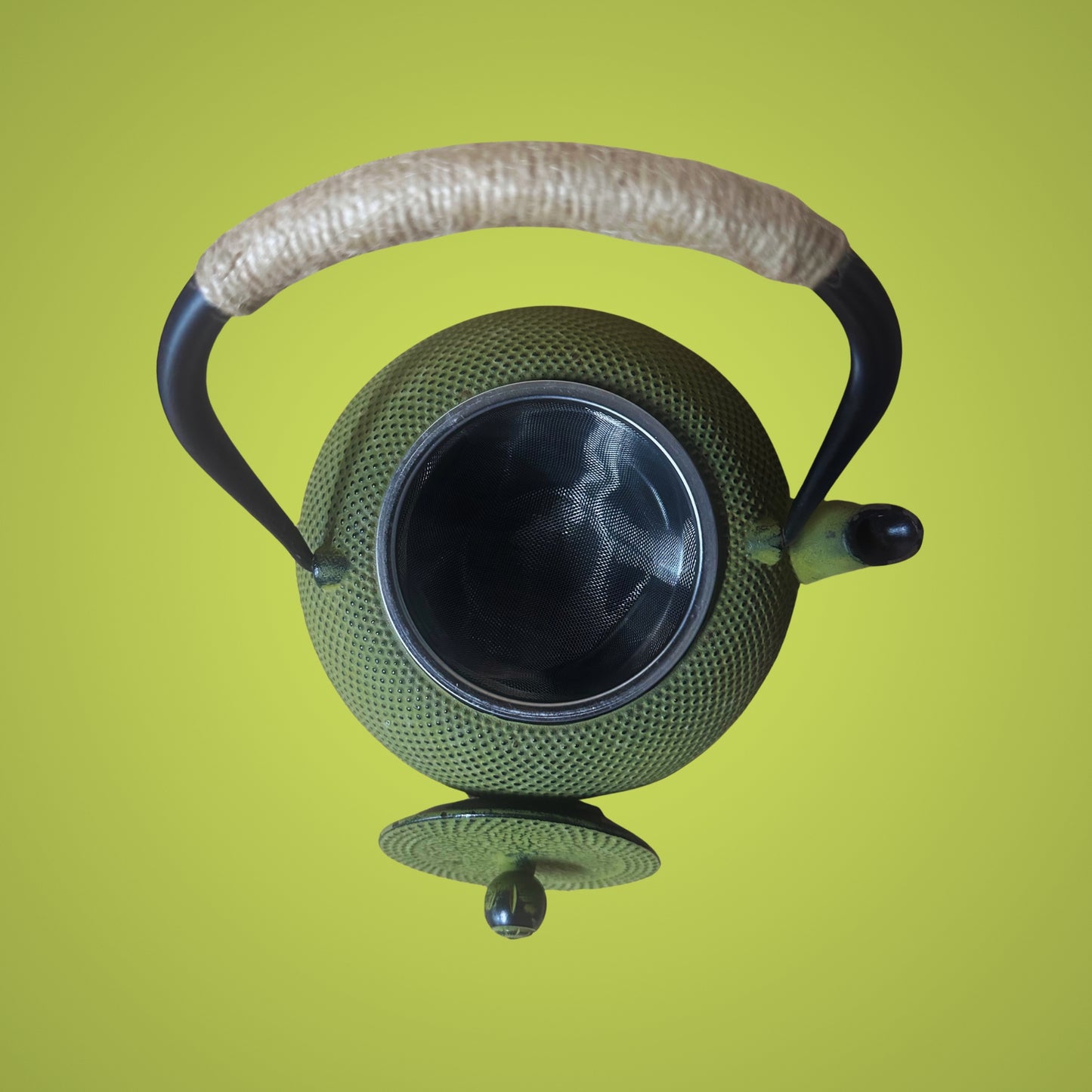 Cast-Iron Hobnail TeaPot - Traditional Japanese Tetsubin (Tetsu-Kyusu) Olive Green Arare TeaPot 1200ml