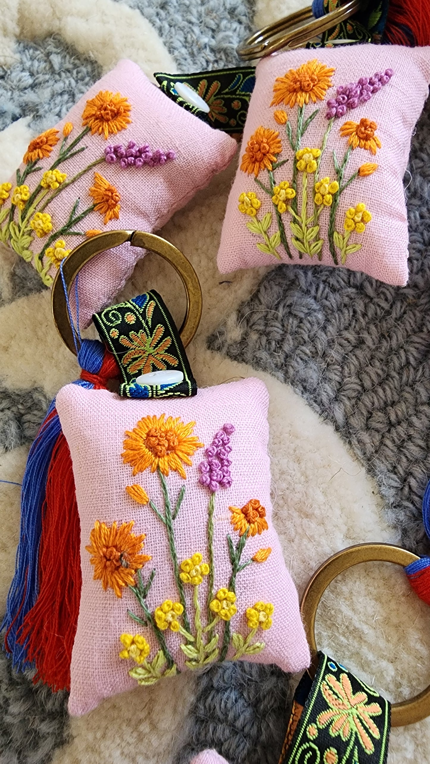 Ikali - Floral Mix Garden - Hand-embroidered Keychain