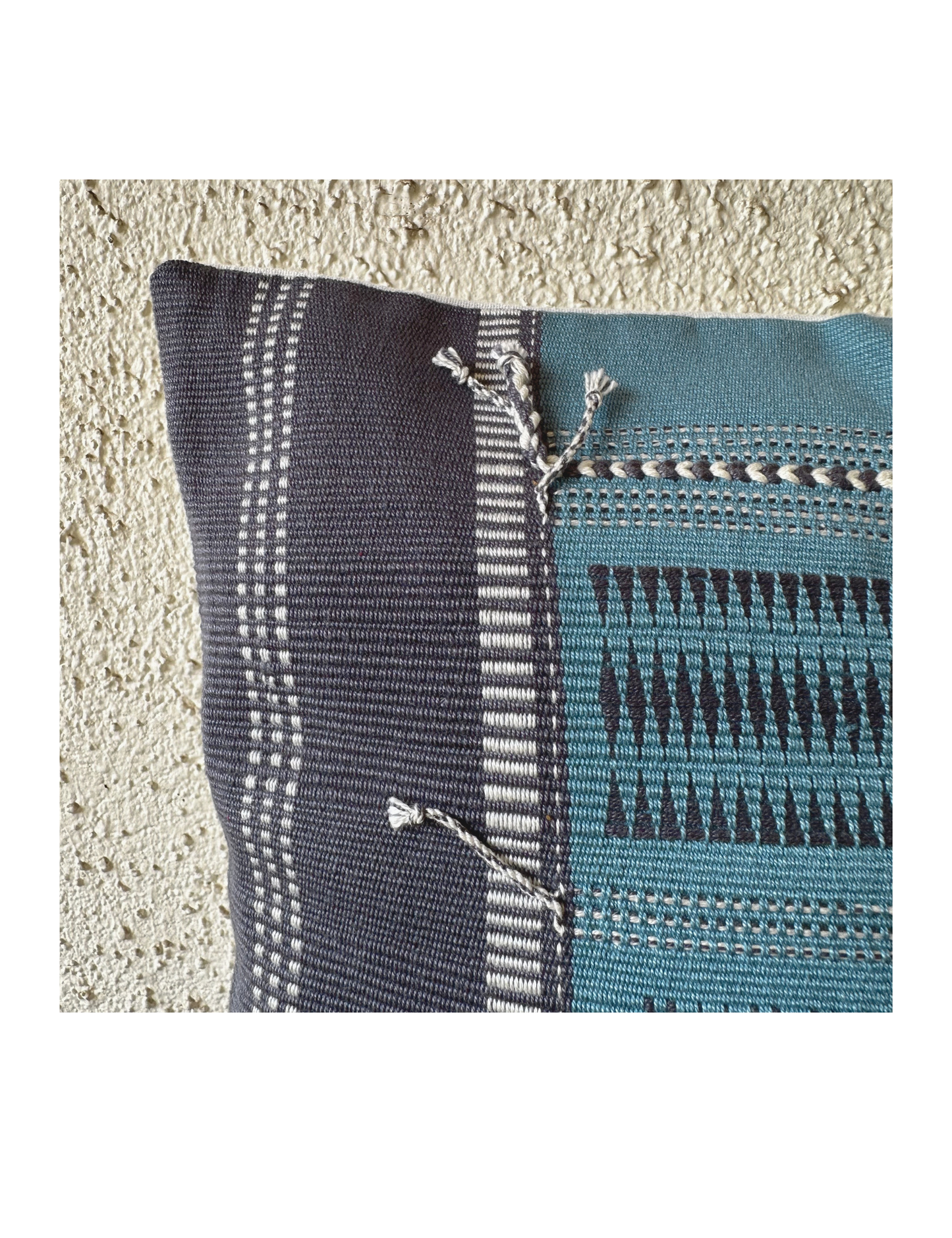Chizami Weaves - Loin Loom Handwoven Cushion Cover Set in Powder Blue & Pigeon Grey (Set of 2)