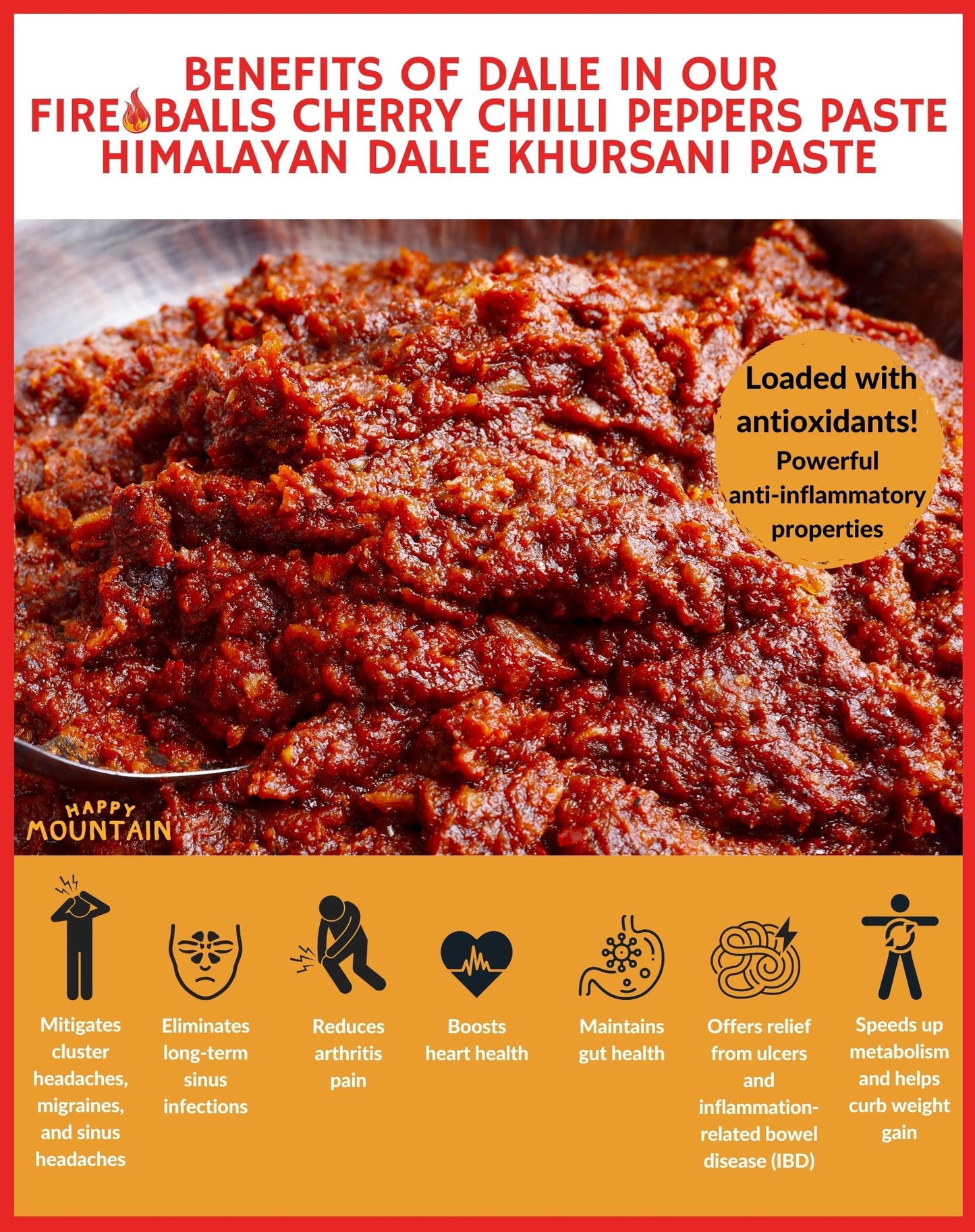 Happy Mountain™ - Fireballs™ - Cherry Chilli Peppers (Dalle Khursani) Paste Twin Combo (x 2)