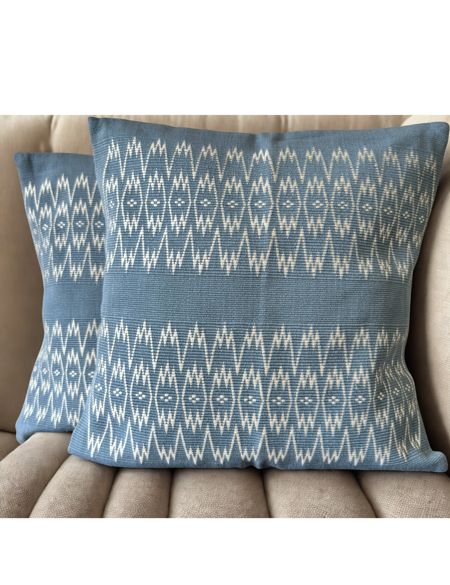 Chizami Weaves - Loin Loom Handwoven Cushion Cover Set in Powder Blue (Set of 2)