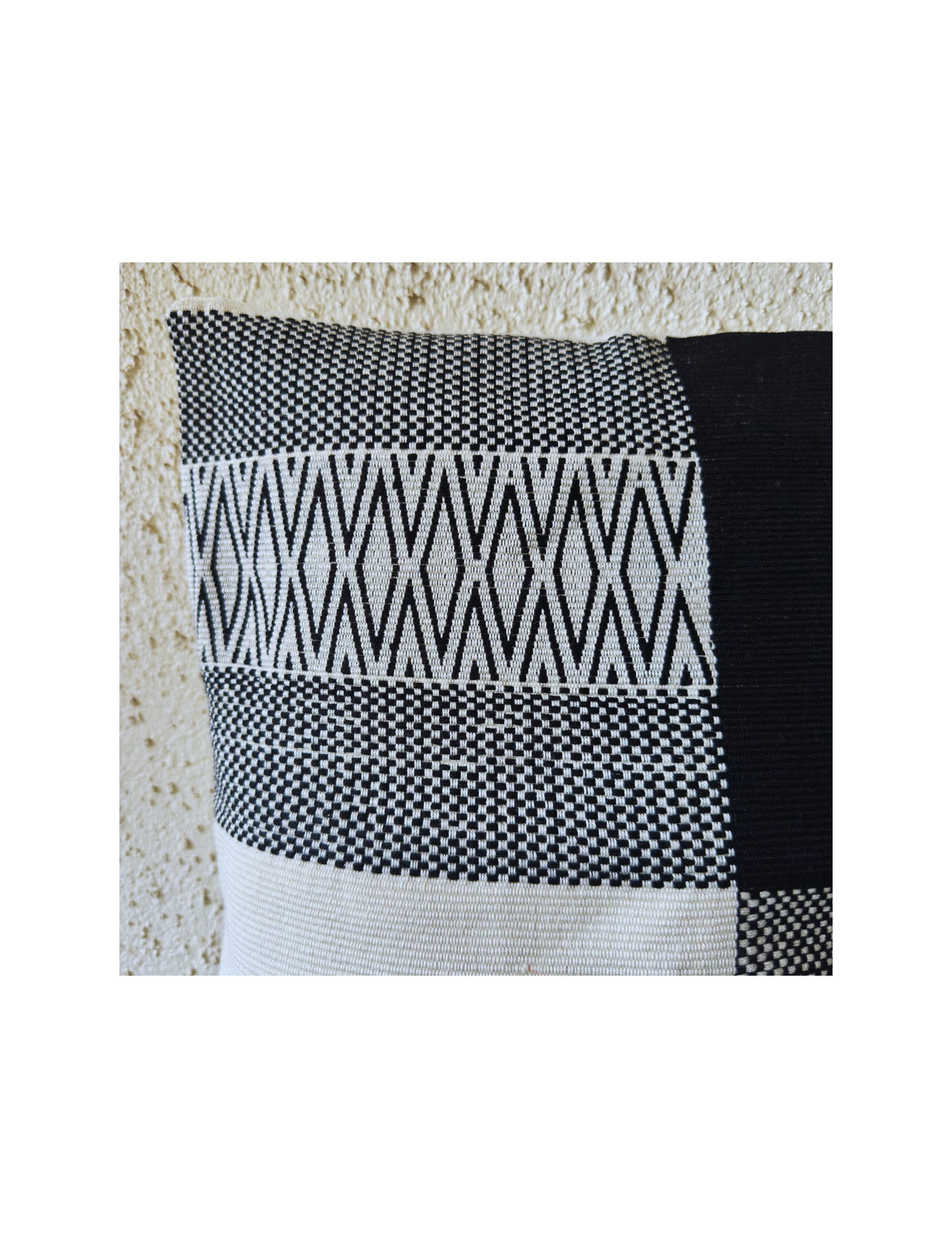 Chizami Weaves - Loin Loom Handwoven Cushion Cover Set in Black & White (Set of 2)
