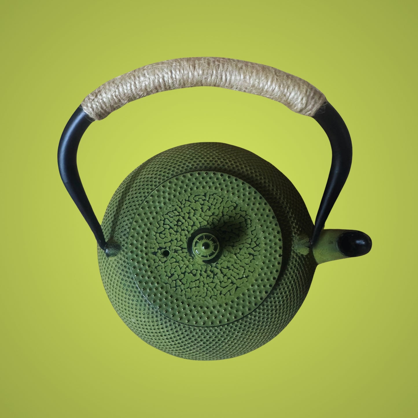 Cast-Iron Hobnail TeaPot - Traditional Japanese Tetsubin (Tetsu-Kyusu) Olive Green Arare TeaPot 1200ml