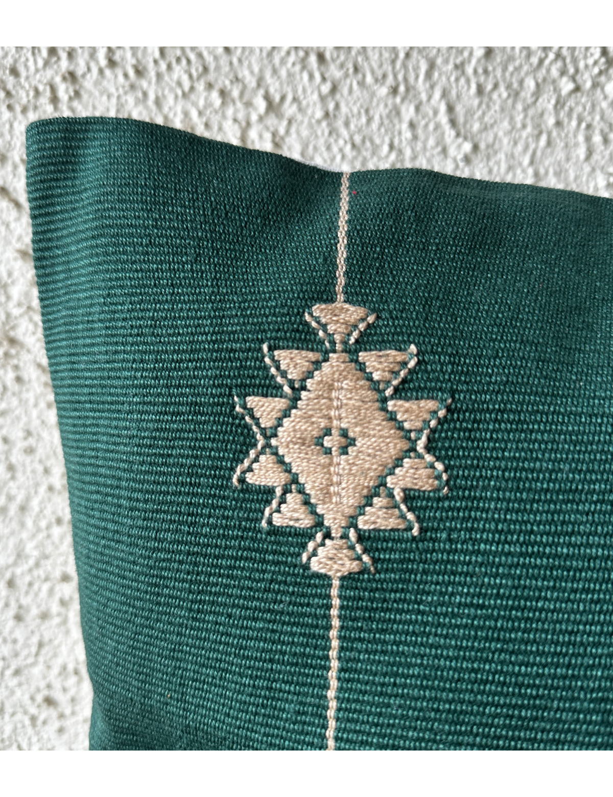 Chizami Weaves - Loin Loom Handwoven Cushion Cover Set in Deep Pine Green with Beige Motif (Set of 2)