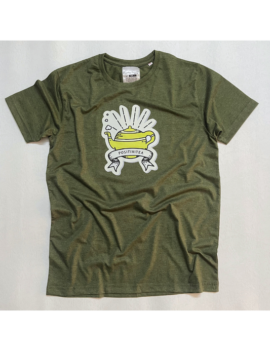 Positivitea - Olive Green - Regular Fit 100% Cotton T-Shirt
