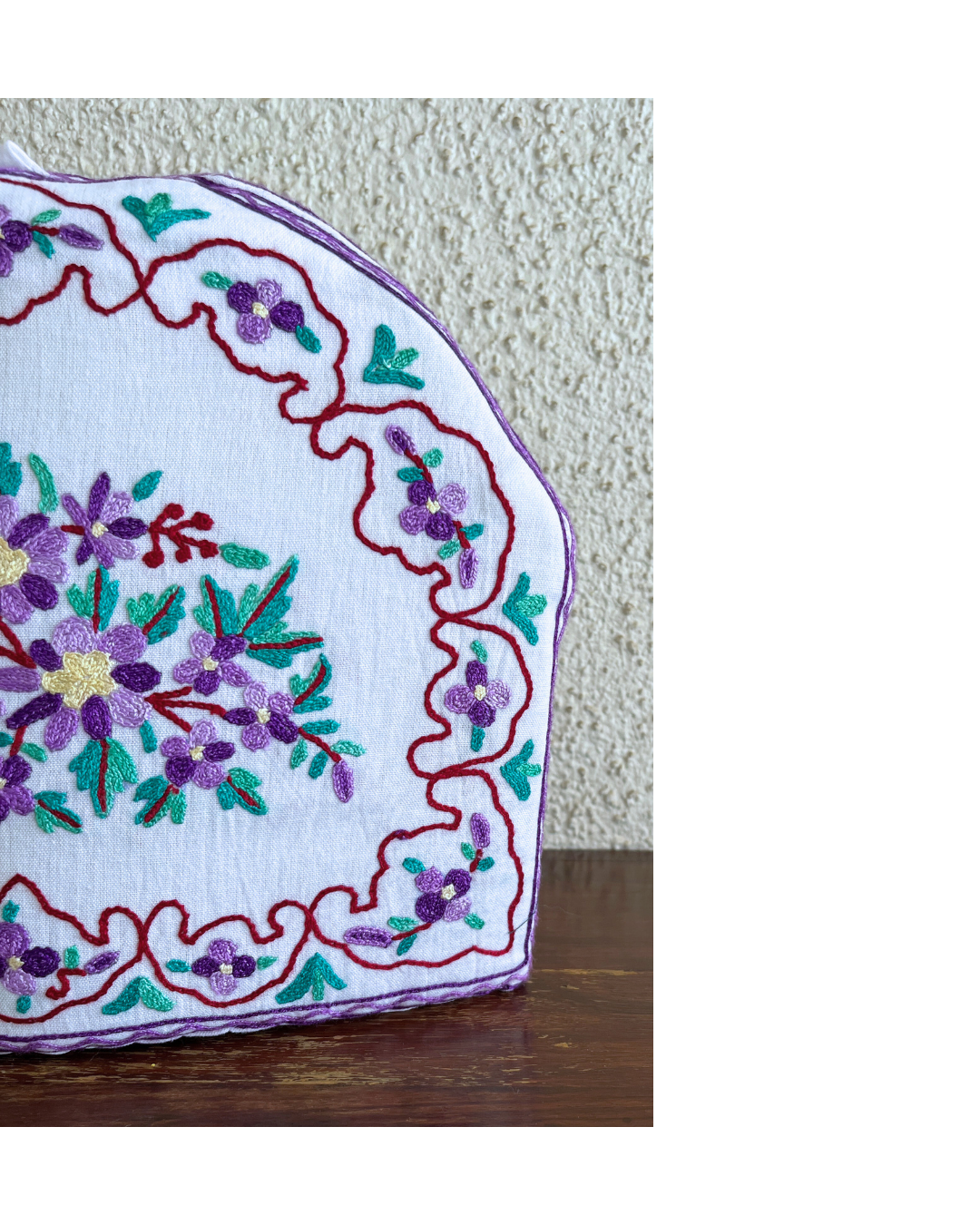 Handmade Tea Cosy - Kashmiri Chain-stitch embroidery, Large