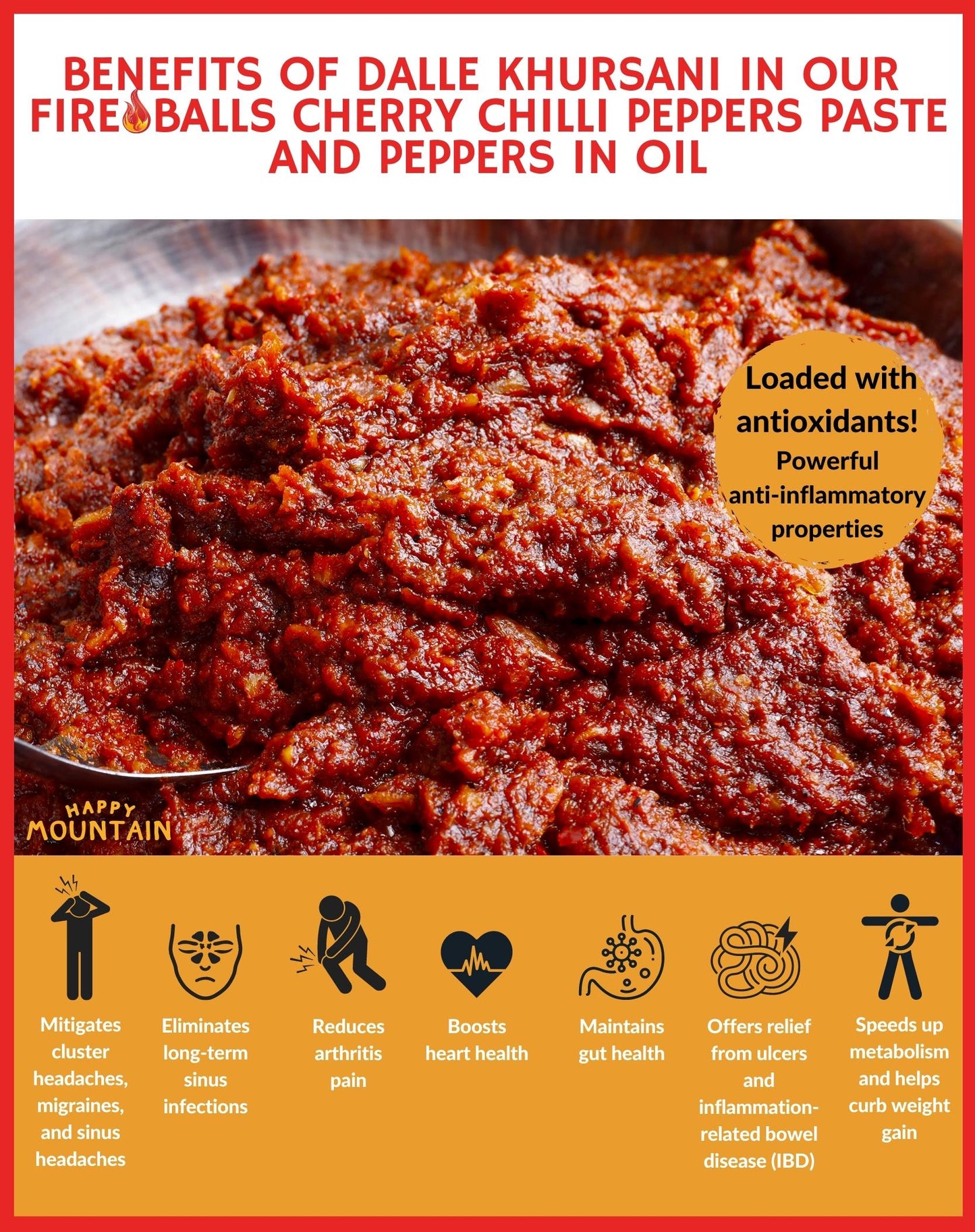 Happy Mountain™ - Fireballs™ - Cherry Chilli Peppers (Dalle Khursani) in Oil + Paste Twin Combo (x 2)