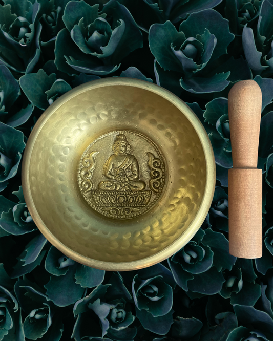 Singing Bowl - 5-metal Panchaloha Hand-hammered Bowl (4.5 inch) with Wooden Mallet