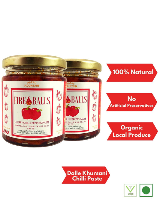 Happy Mountain™ - Fireballs™ - Cherry Chilli Peppers (Dalle Khursani) Paste Twin Combo (x 2)