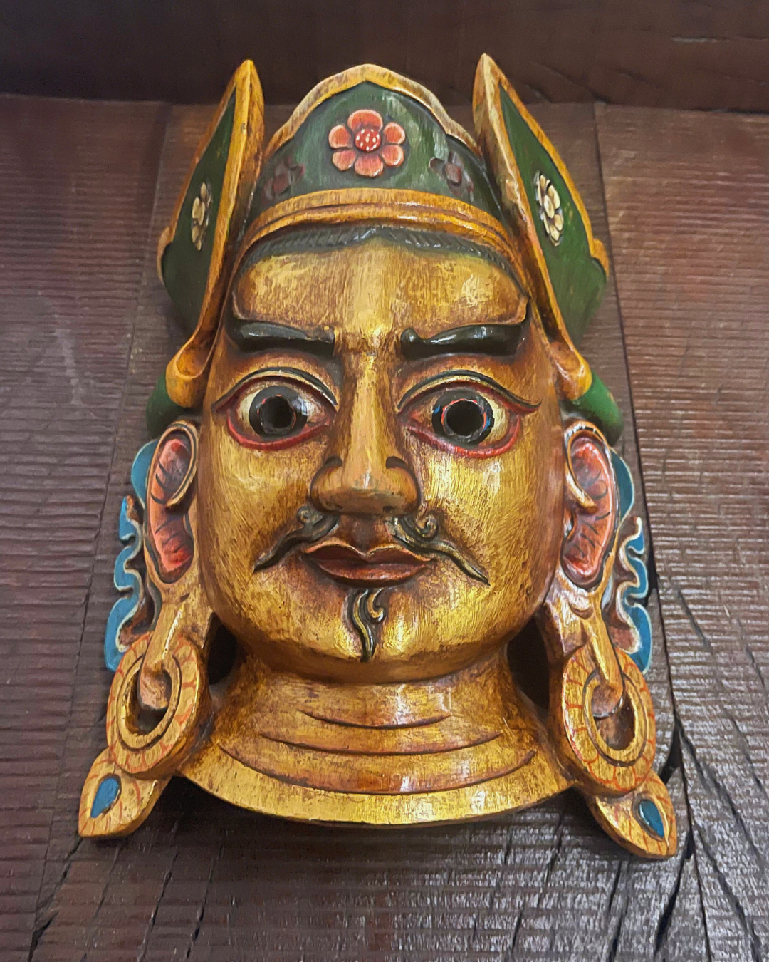 Guru Rinpoche Padmasambhava Handmade Wooden Mask