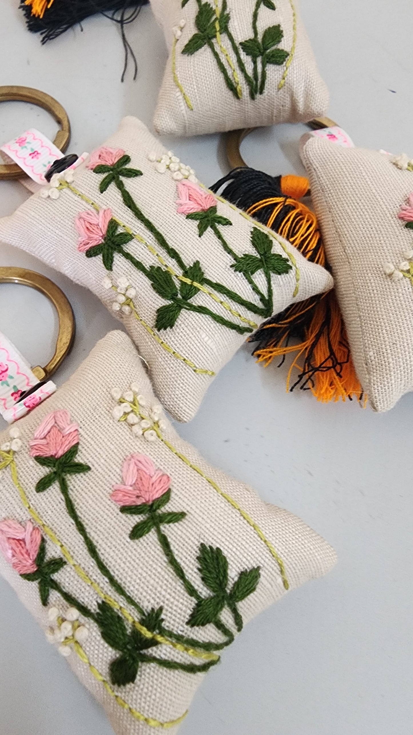 Ikali - Floral - Hand-embroidered Keychain