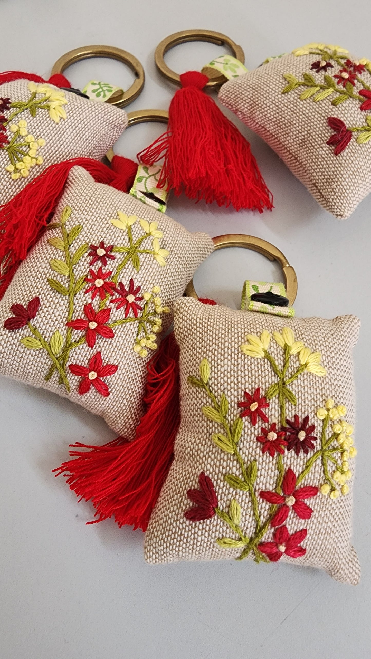 Ikali - Floral - Hand-embroidered Keychain