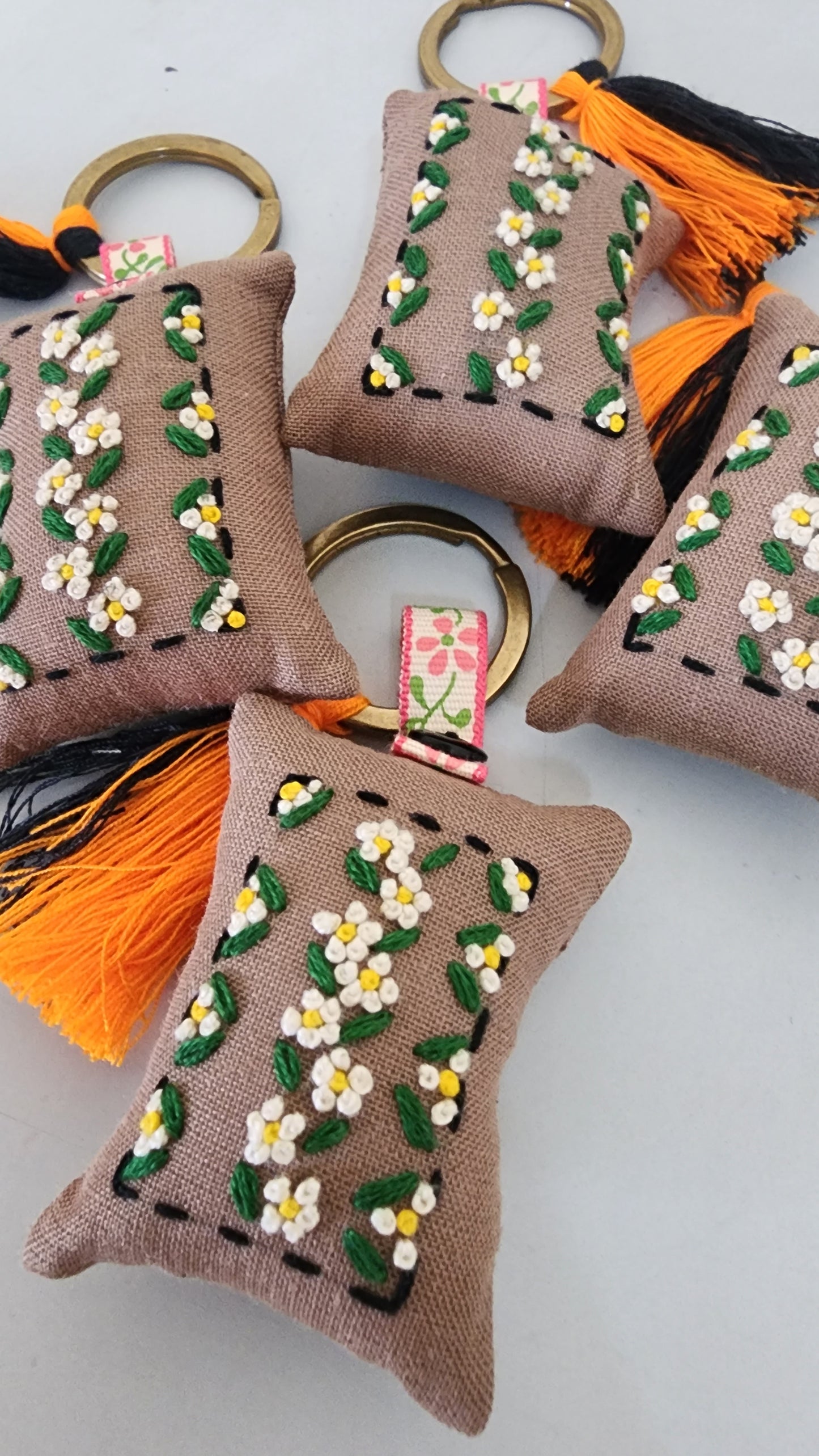 Ikali - Floral - Hand-embroidered Keychain