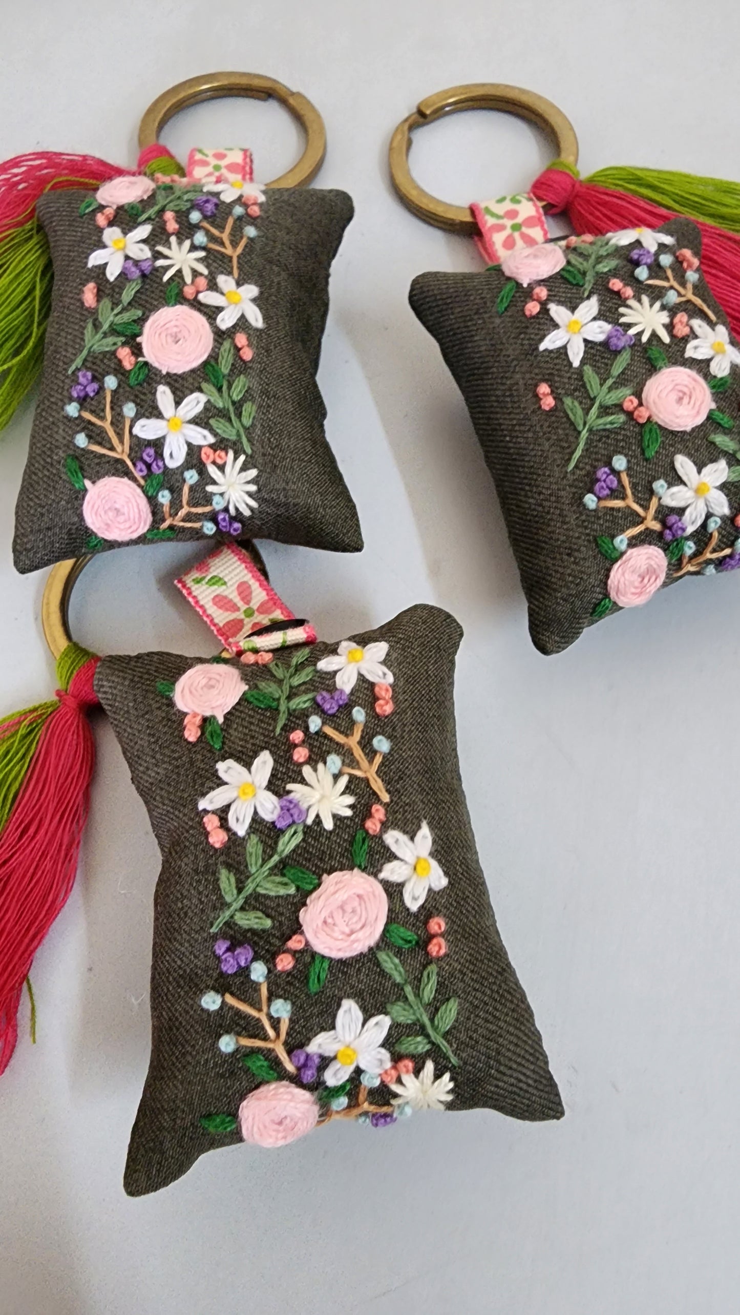 Ikali - Floral - Hand-embroidered Keychain