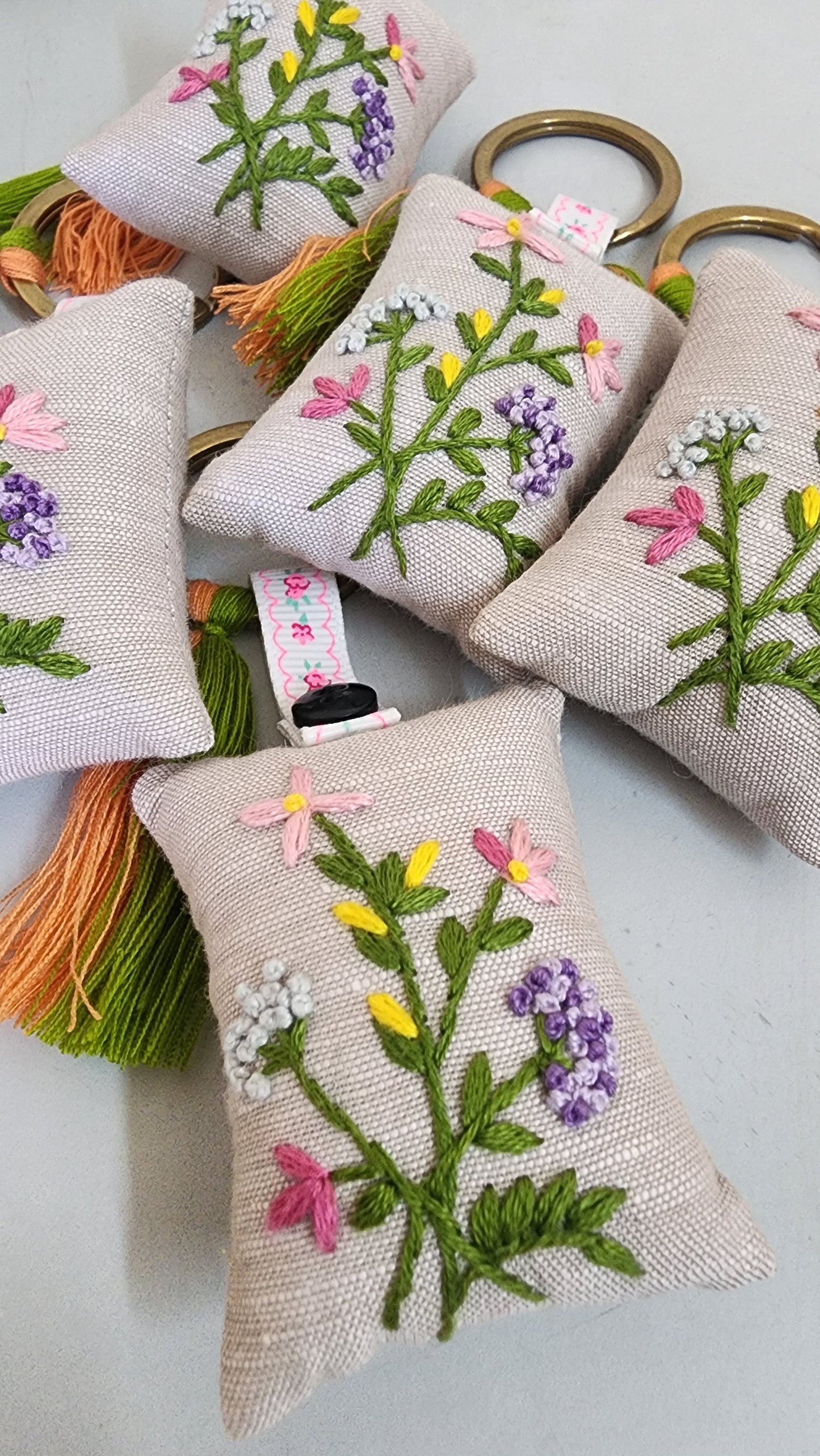 Ikali - Floral - Hand-embroidered Keychain