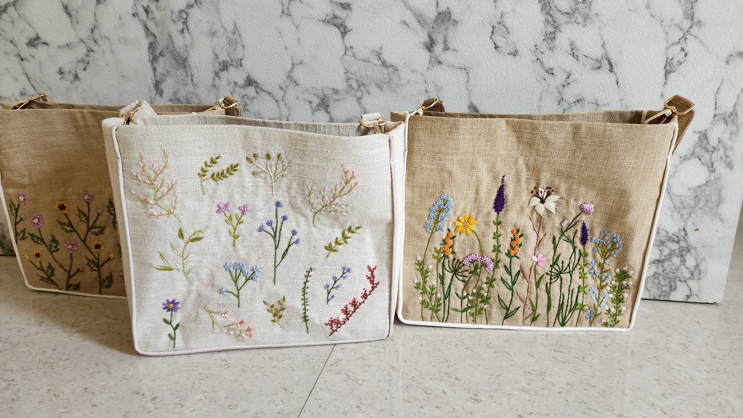 Ikali - Scattered Flower - Hand-embroidered Kumstu bo Bag