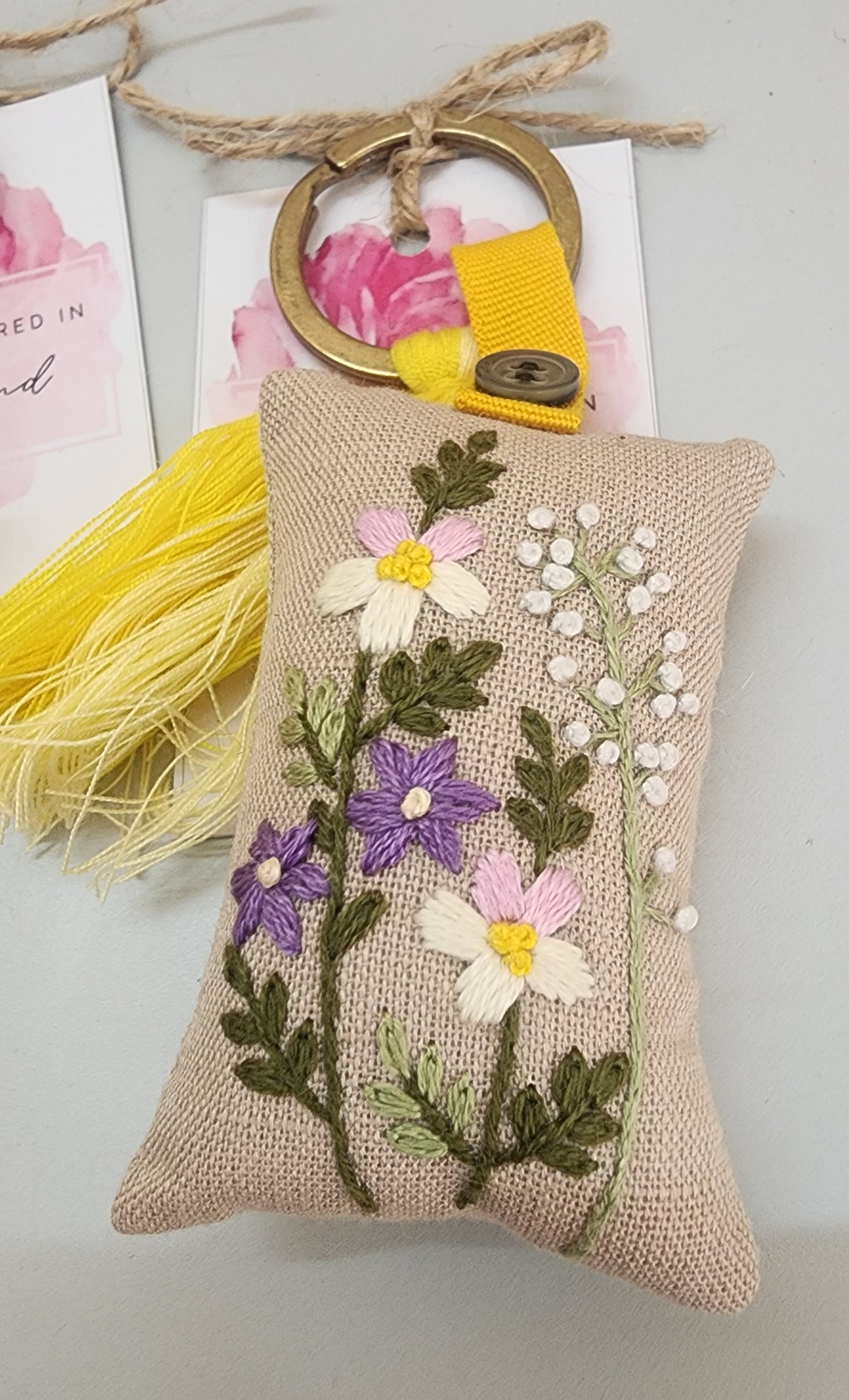 Ikali - Floral - Hand-embroidered Keychain