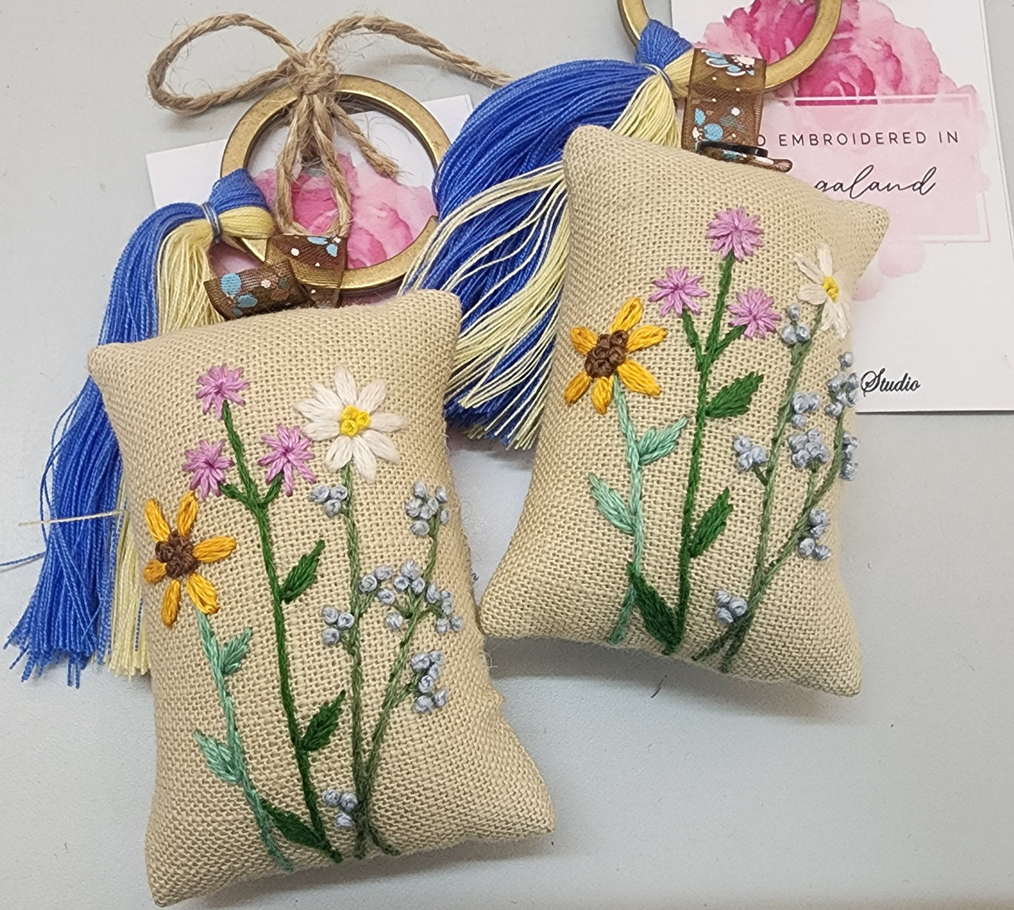 Ikali - Wild Flowers - Hand-embroidered Keychain