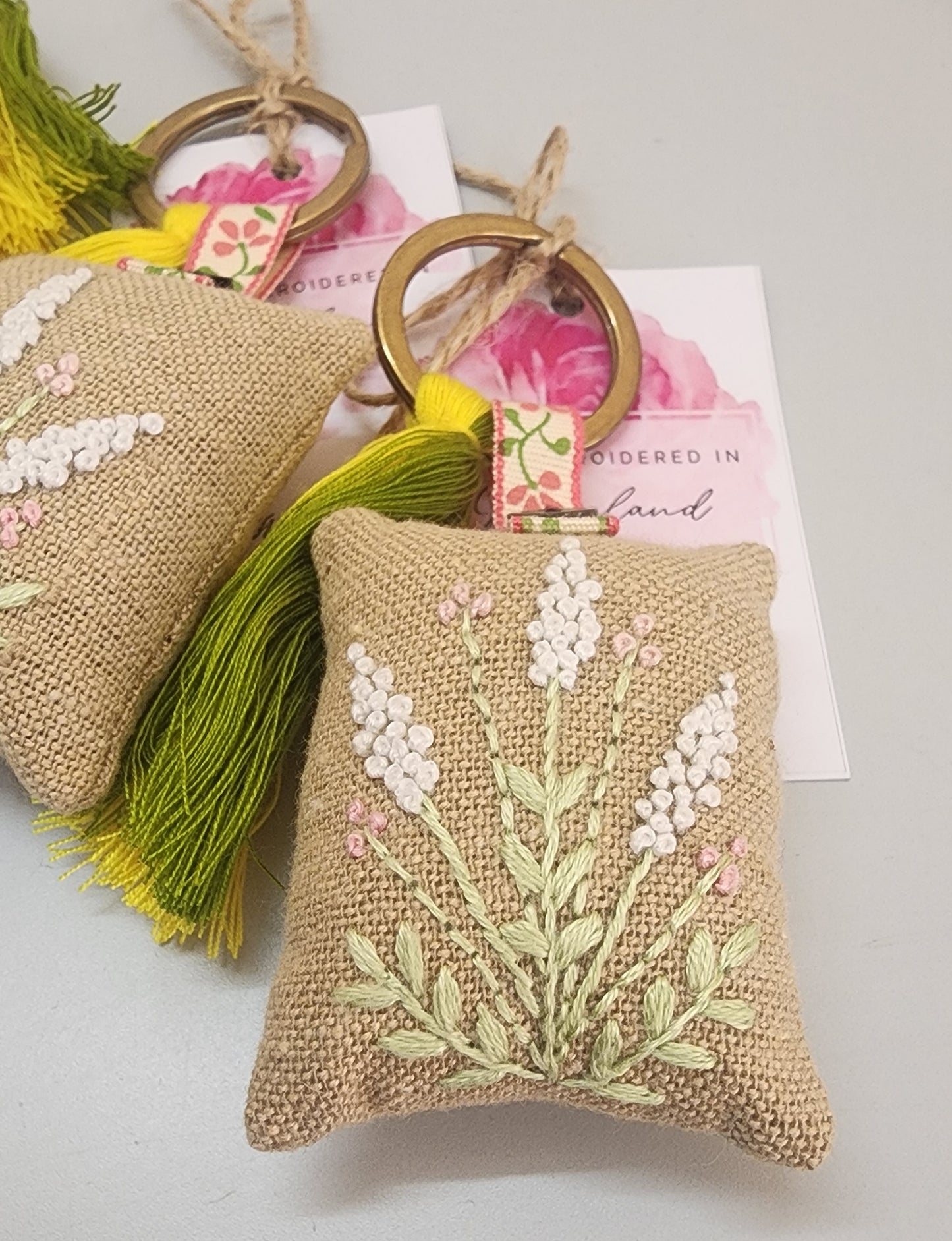 Ikali - Floral - Hand-embroidered Keychain