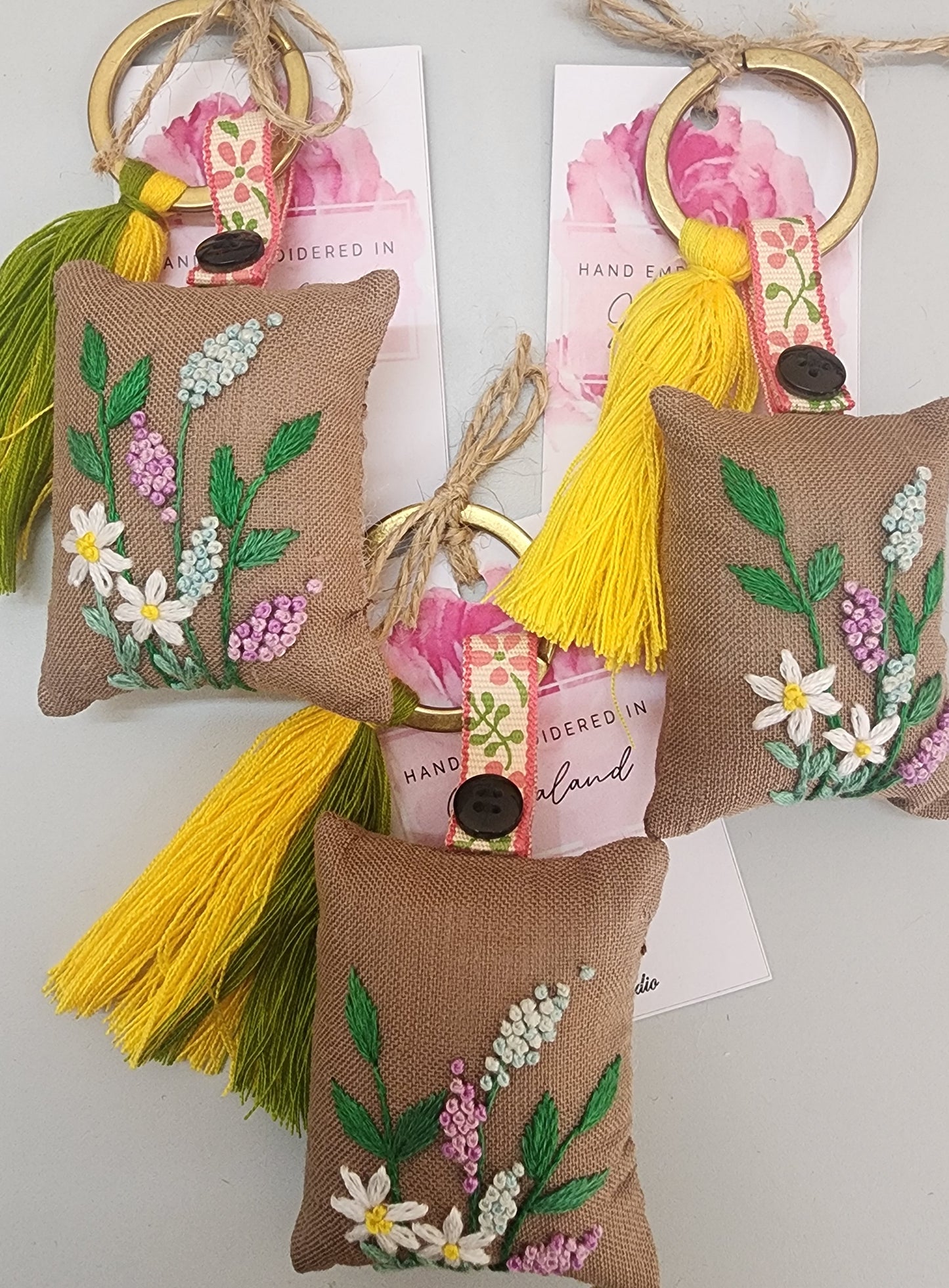 Ikali - Floral - Hand-embroidered Keychain