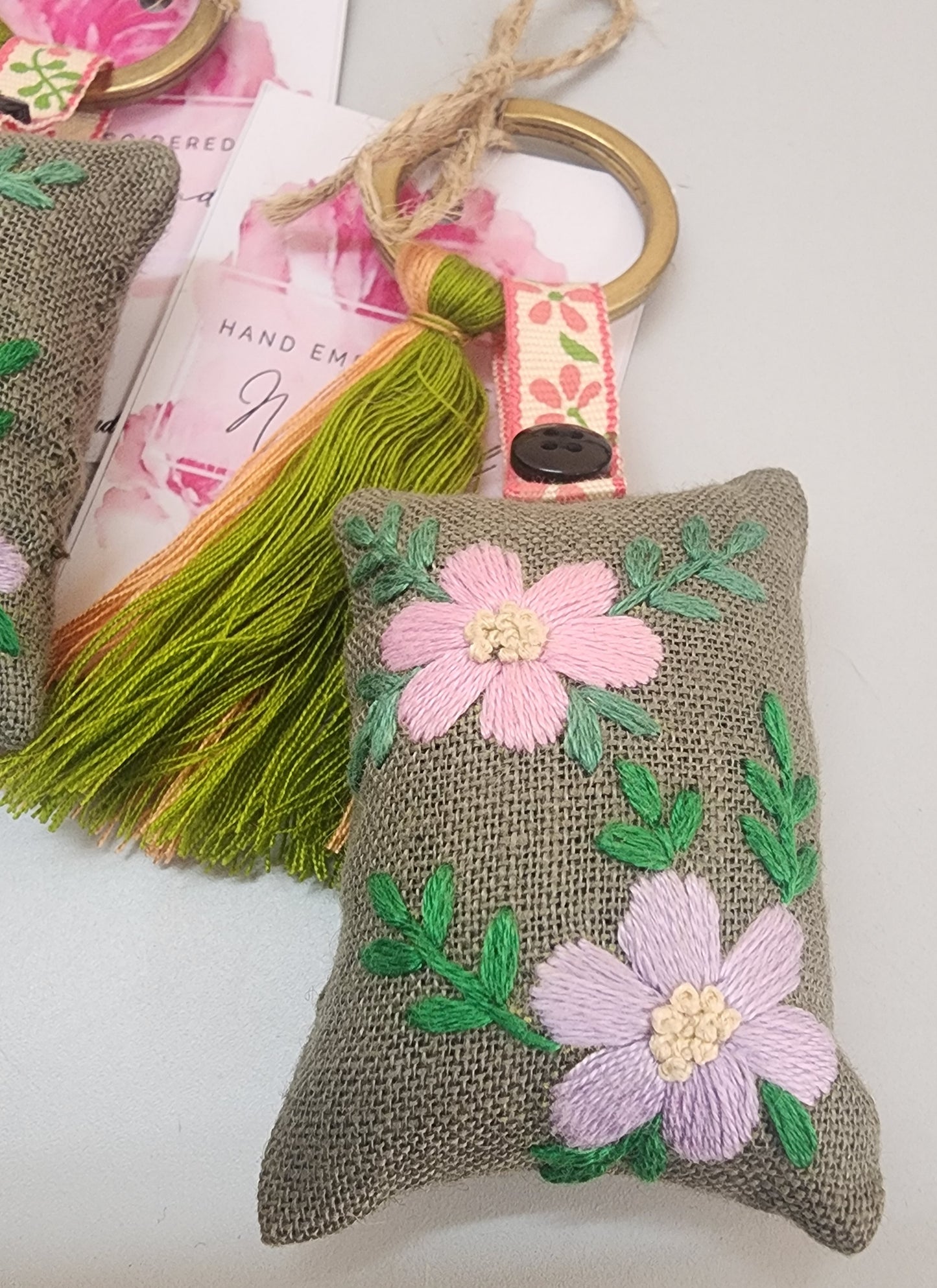 Ikali - Floral - Hand-embroidered Keychain