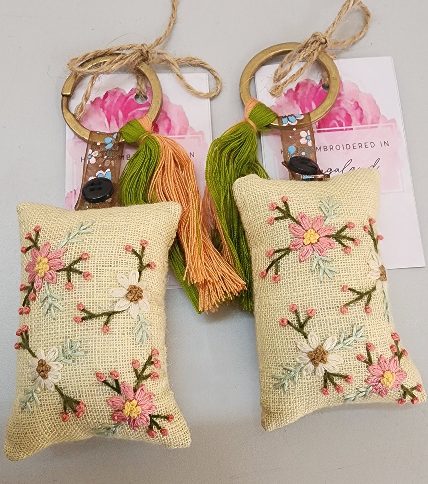 Ikali - Floral - Hand-embroidered Keychain