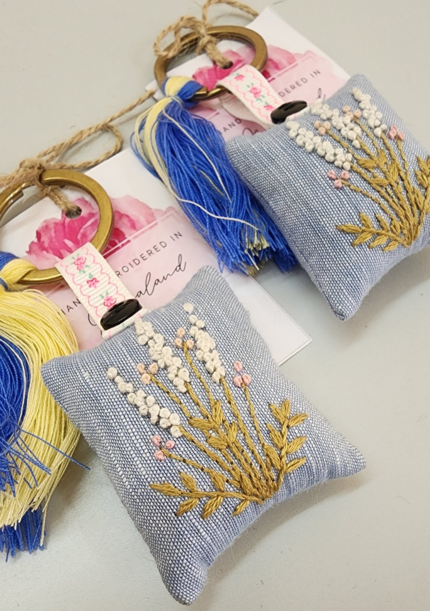 Ikali - Floral - Hand-embroidered Keychain