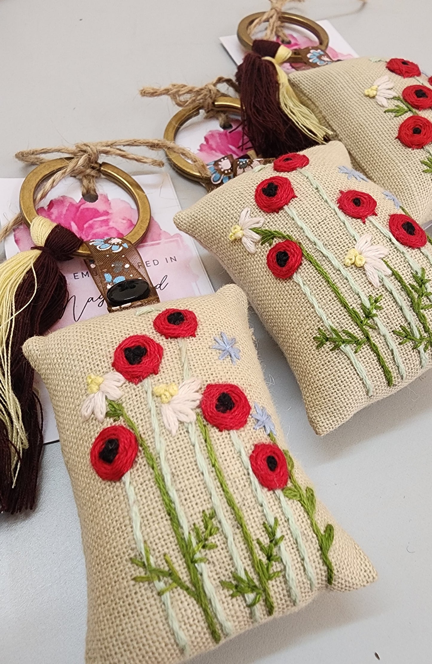 Ikali - Floral - Hand-embroidered Keychain