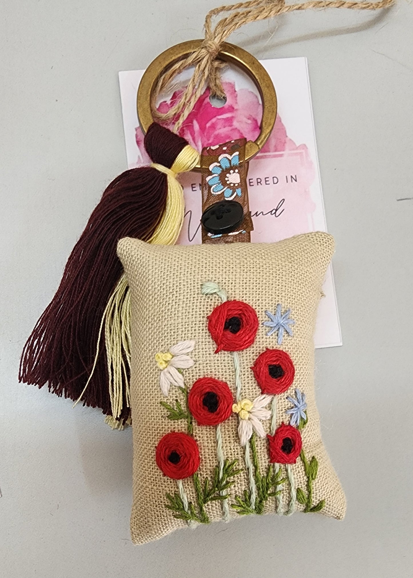 Ikali - Floral - Hand-embroidered Keychain