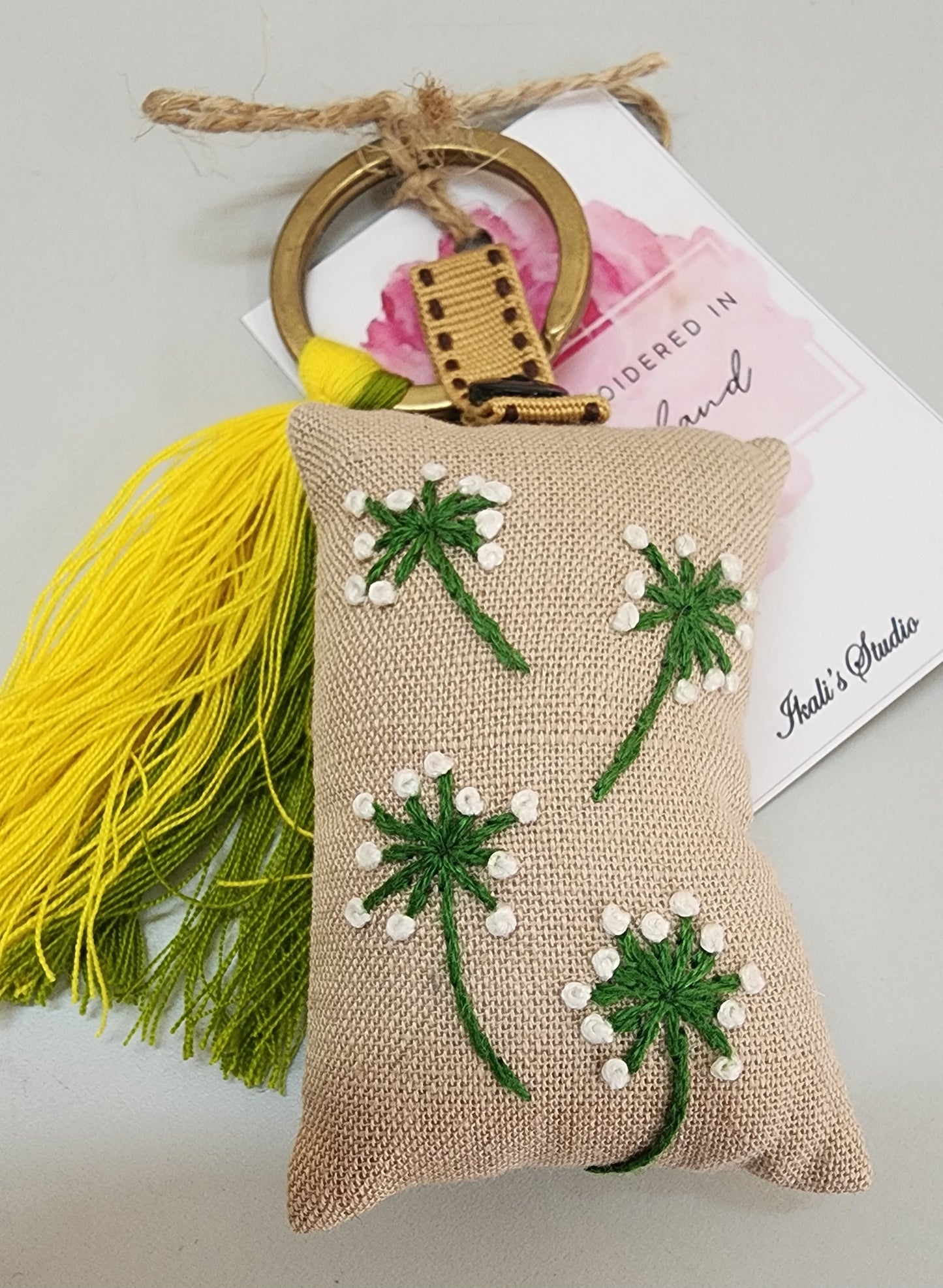 Ikali - Floral - Hand-embroidered Keychain