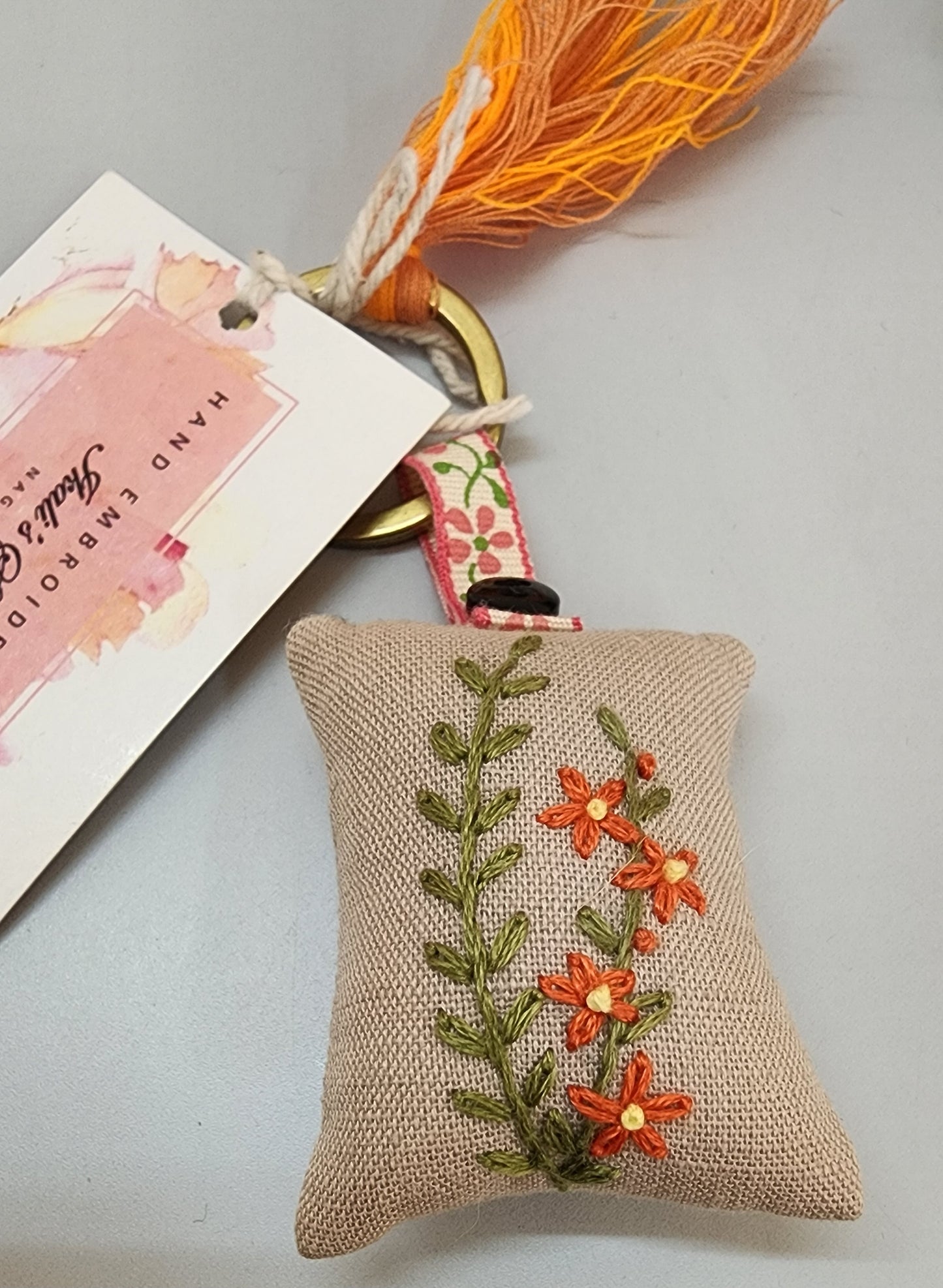 Ikali - Floral - Hand-embroidered Keychain