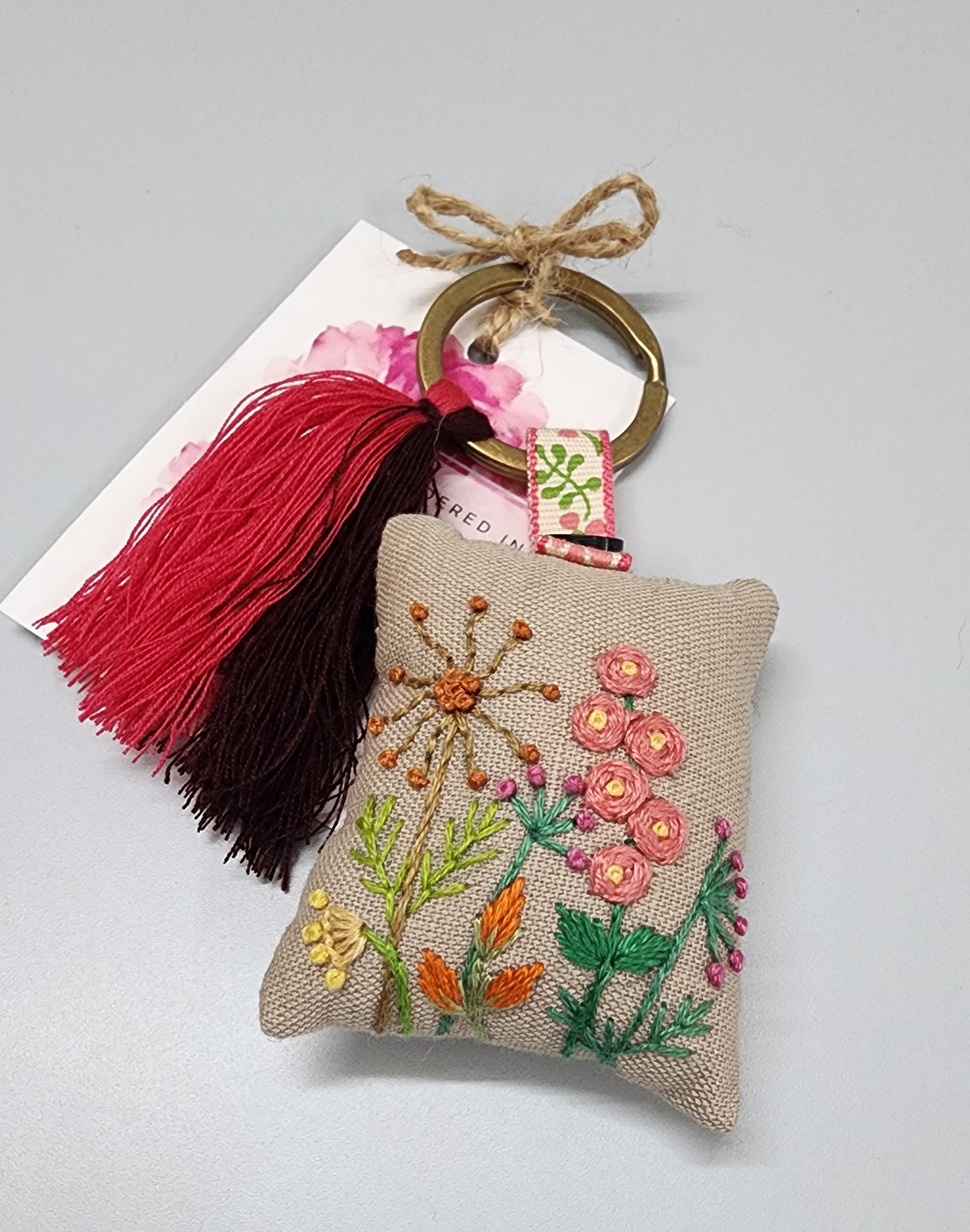 Ikali - Floral - Hand-embroidered Keychain