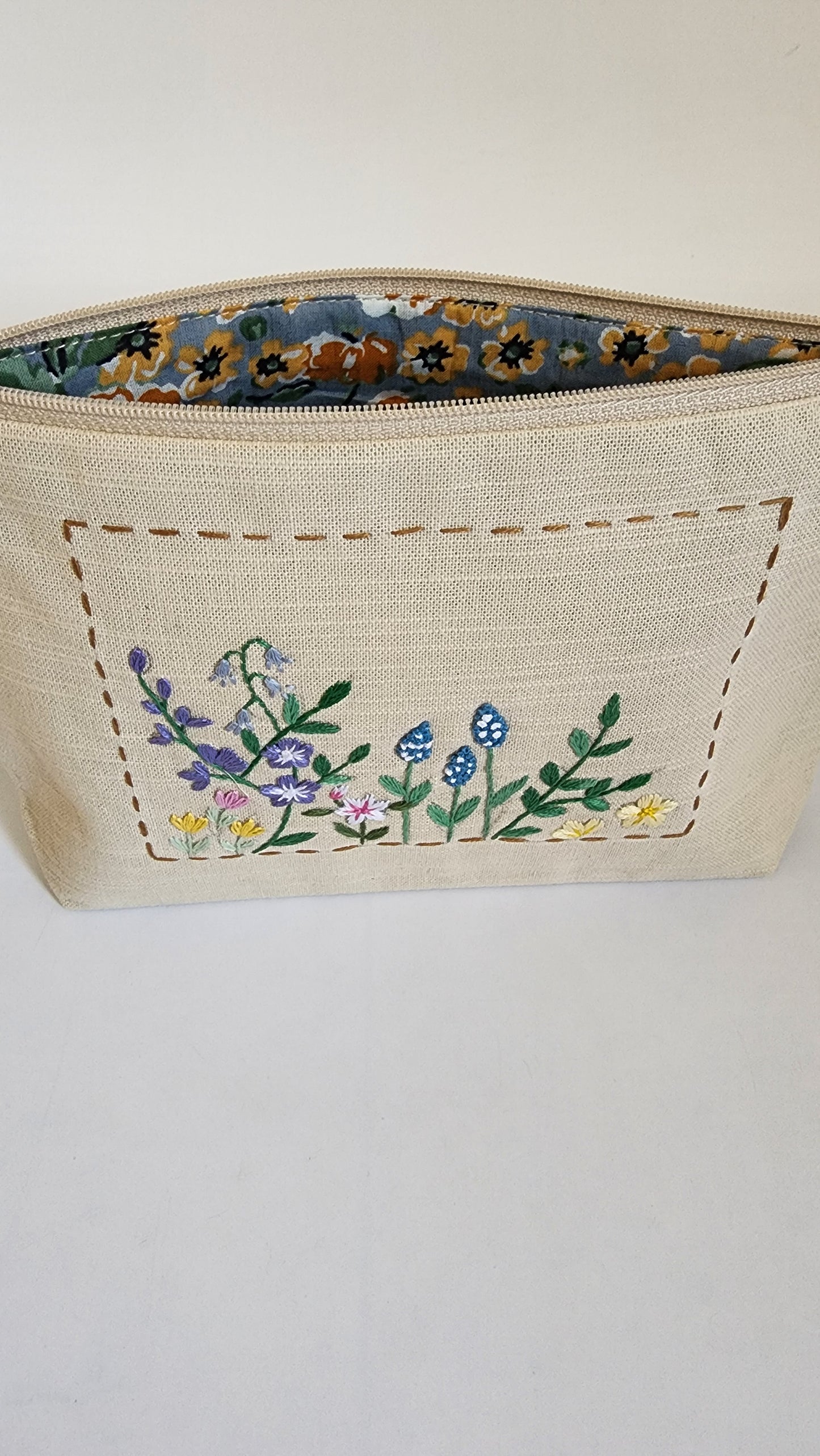 Ikali - Blooms - Hand-embroidered Utility Pouch