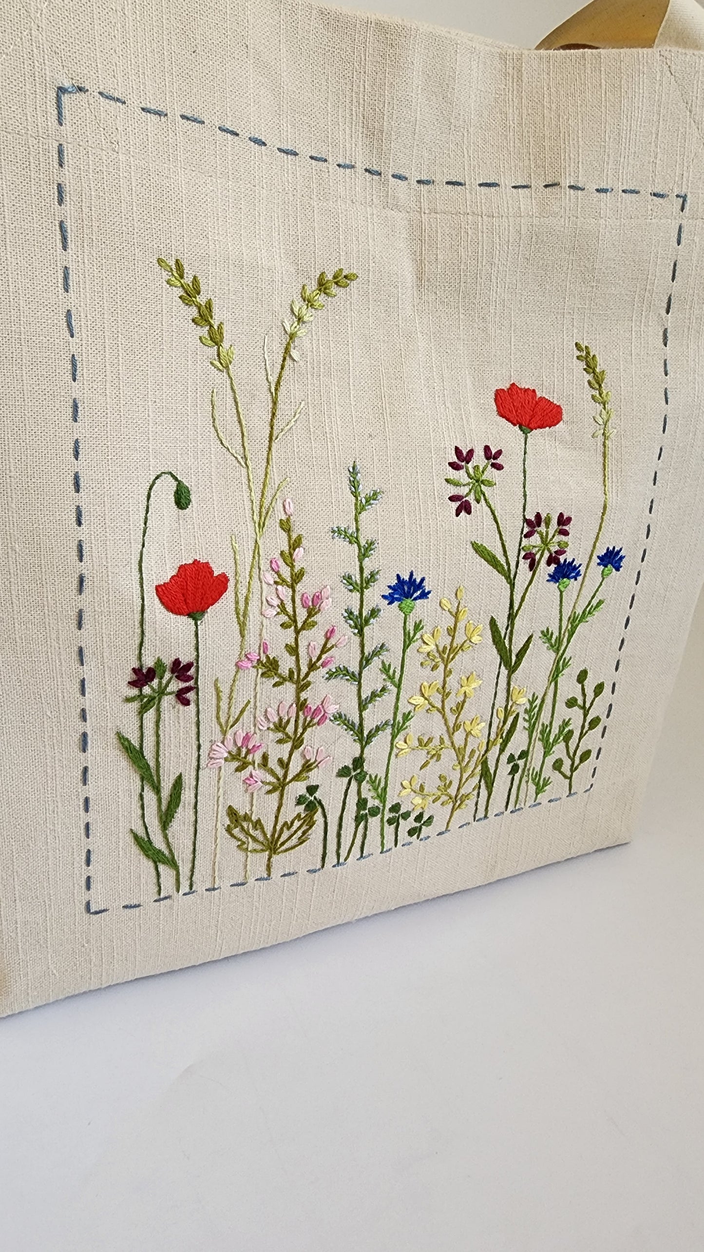 Ikali - Dayflower Garden - Hand-embroidered Tote