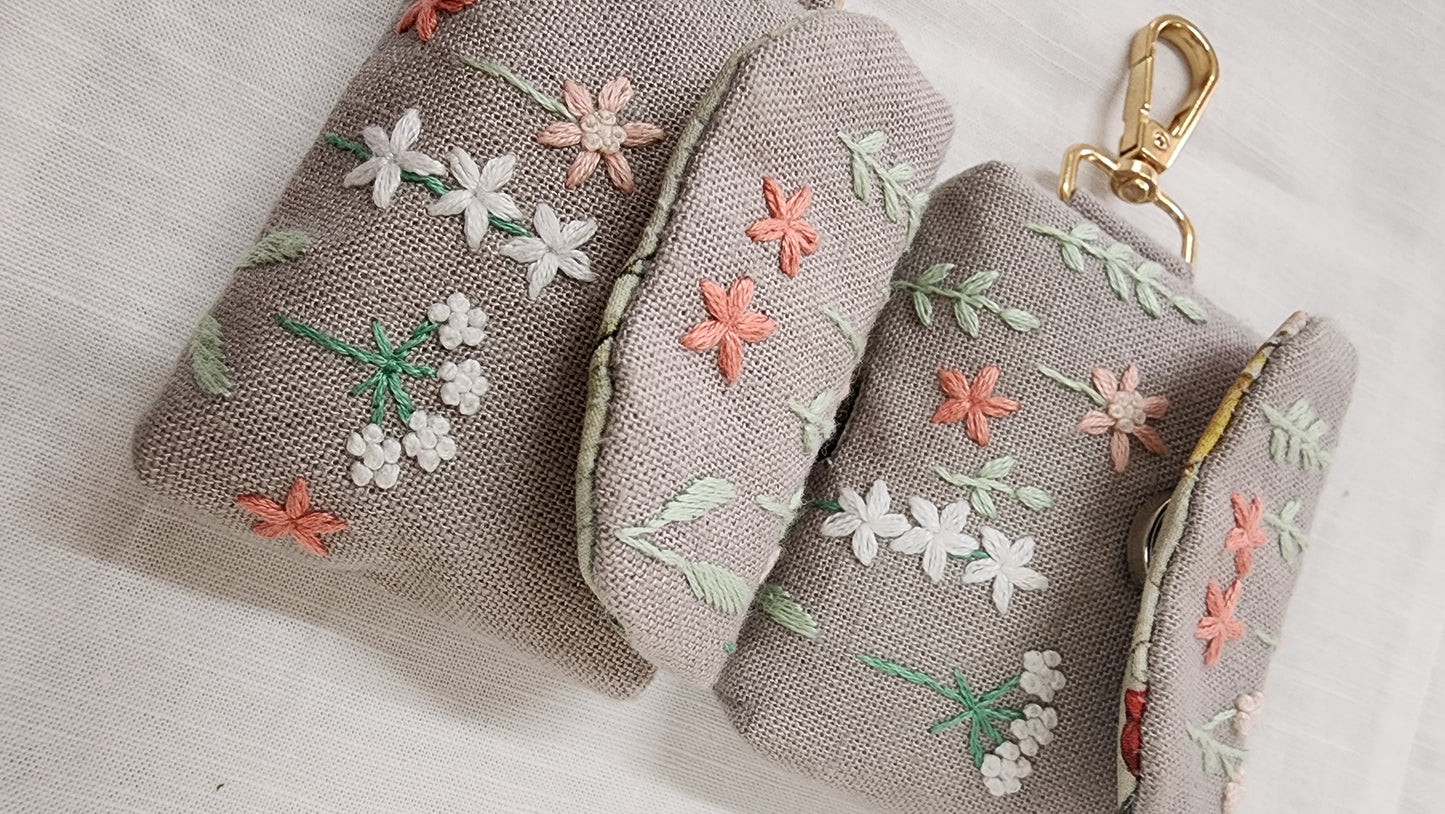 Floral Fusion - Hand-embroidered Earpod Pouch