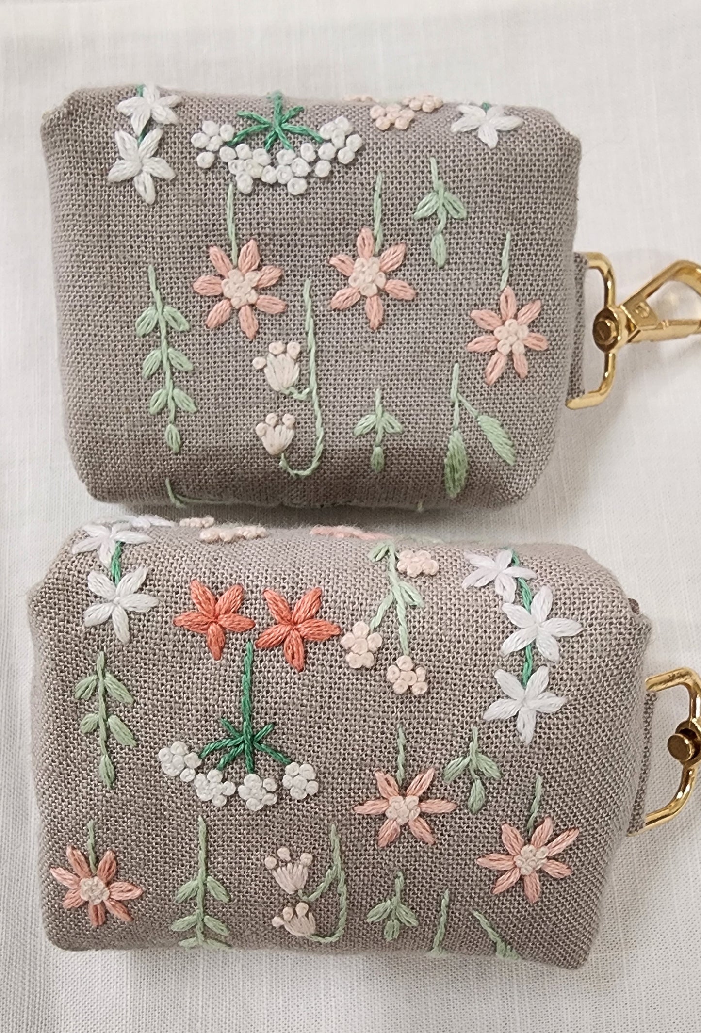 Floral Fusion - Hand-embroidered Earpod Pouch