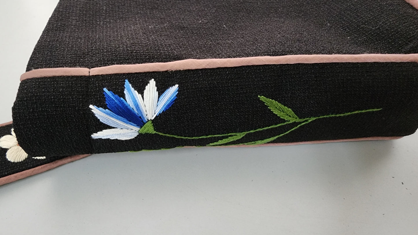Blue Flowers - Hand-embroidered Kumstu bo Bag