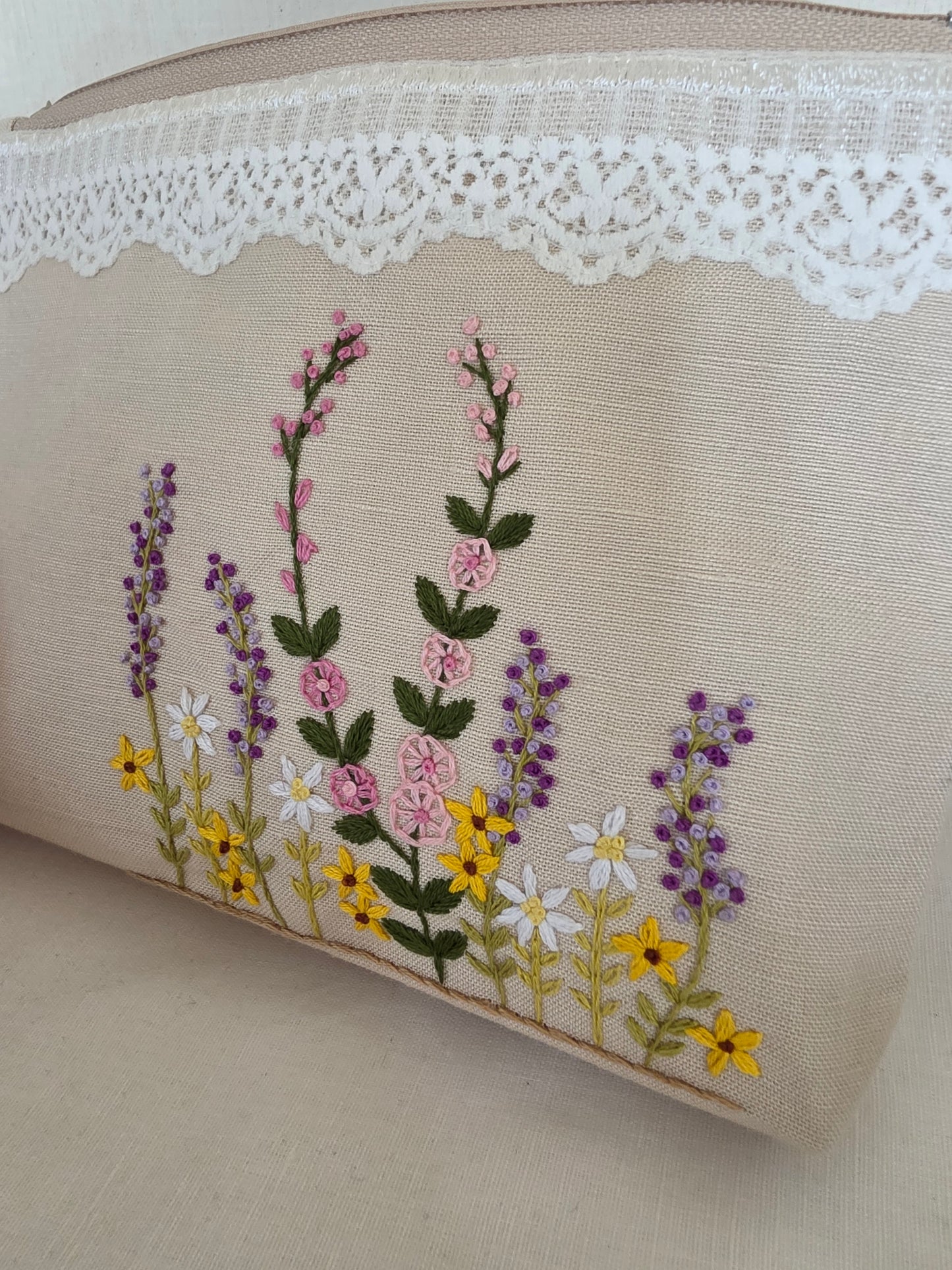 Ikali - Floral Garden - Hand-embroidered Utility Pouch