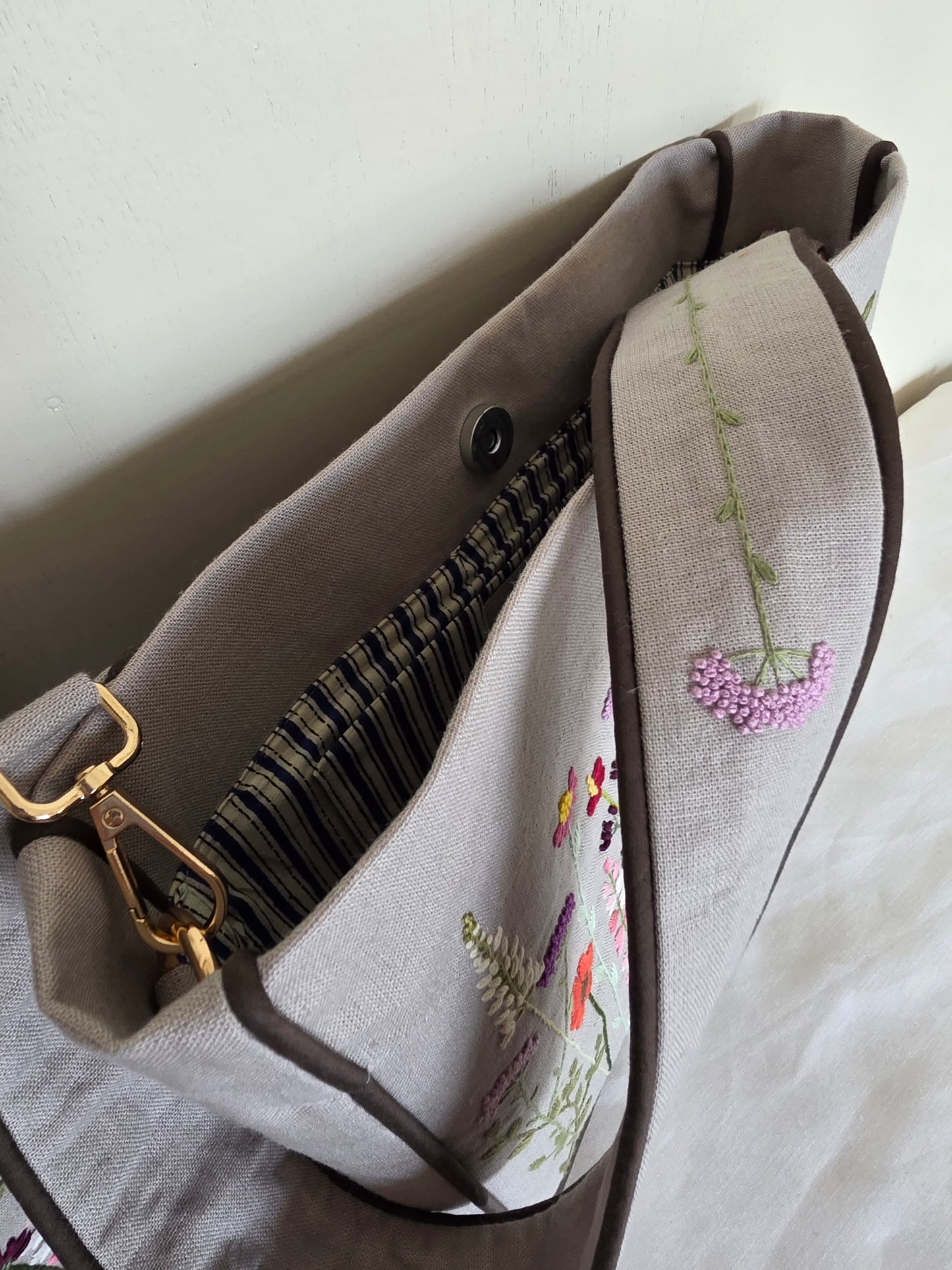 Blooms - Hand-embroidered Kumstu bo Bag (Grey)