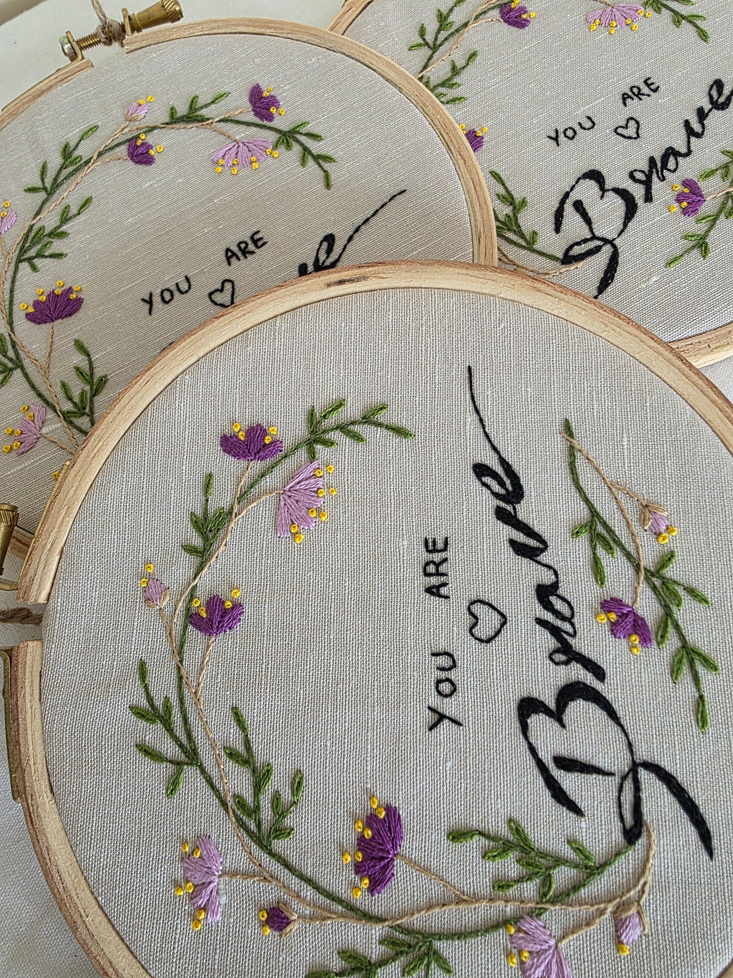 Ikali - You are Brave - Hand-embroidered Wall-hanging Hoop