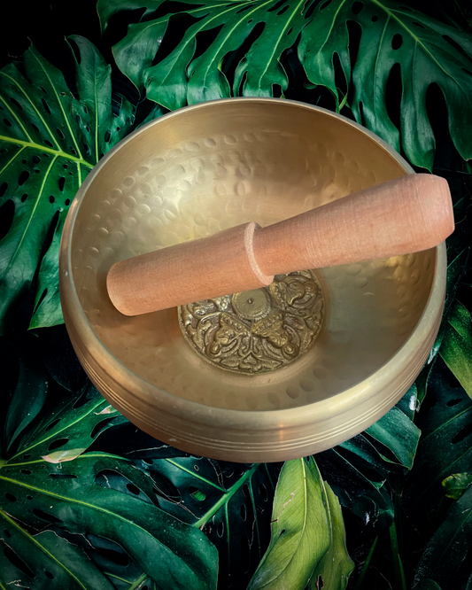 Singing Bowl - 5-metal Panchaloha Hand-hammered Bowl (5 inch) with Wooden Mallet