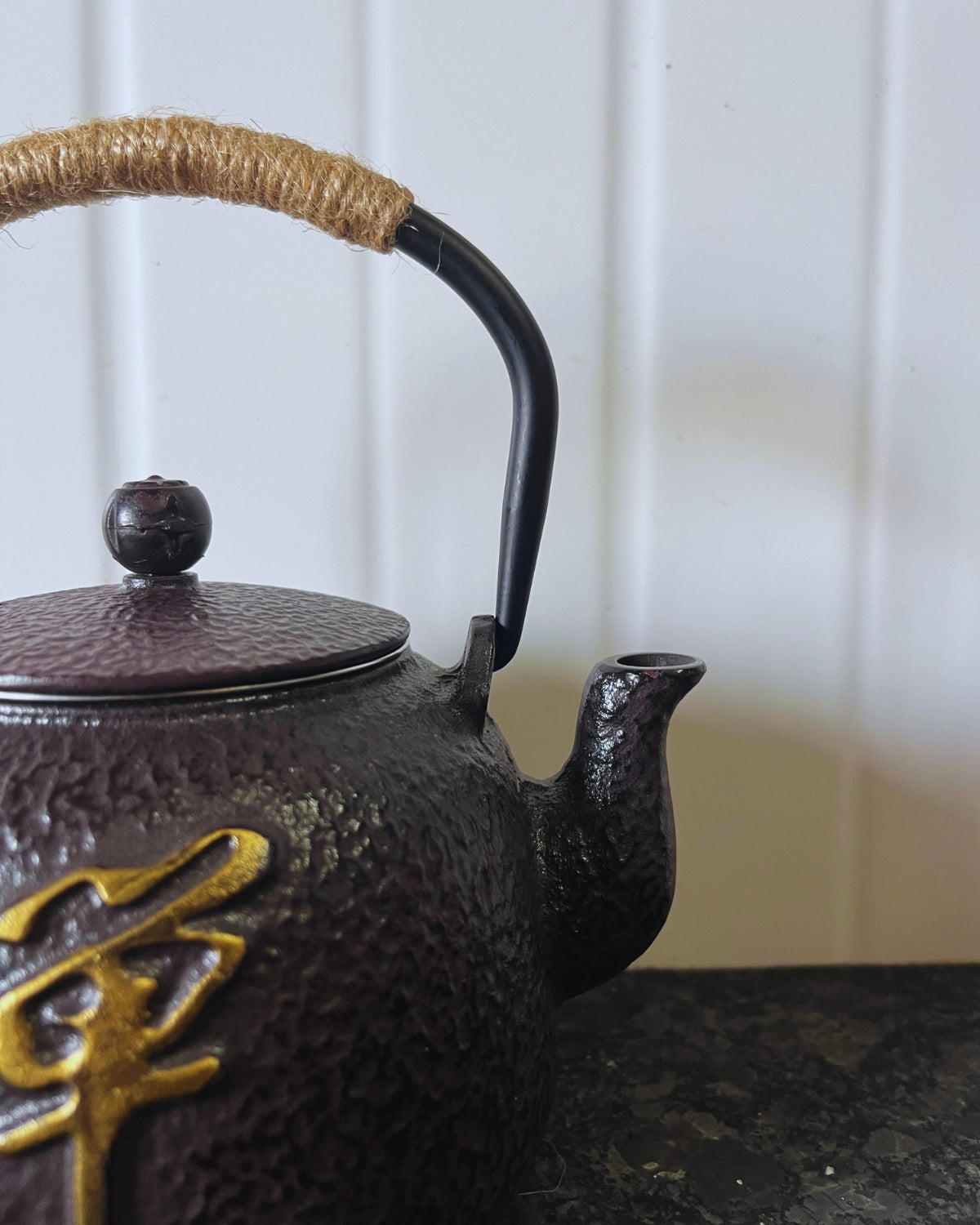 Cast-Iron Hobnail TeaPot - Traditional Japanese Tetsubin (Tetsu-Kyusu) Happy Family Black TeaPot 700ml