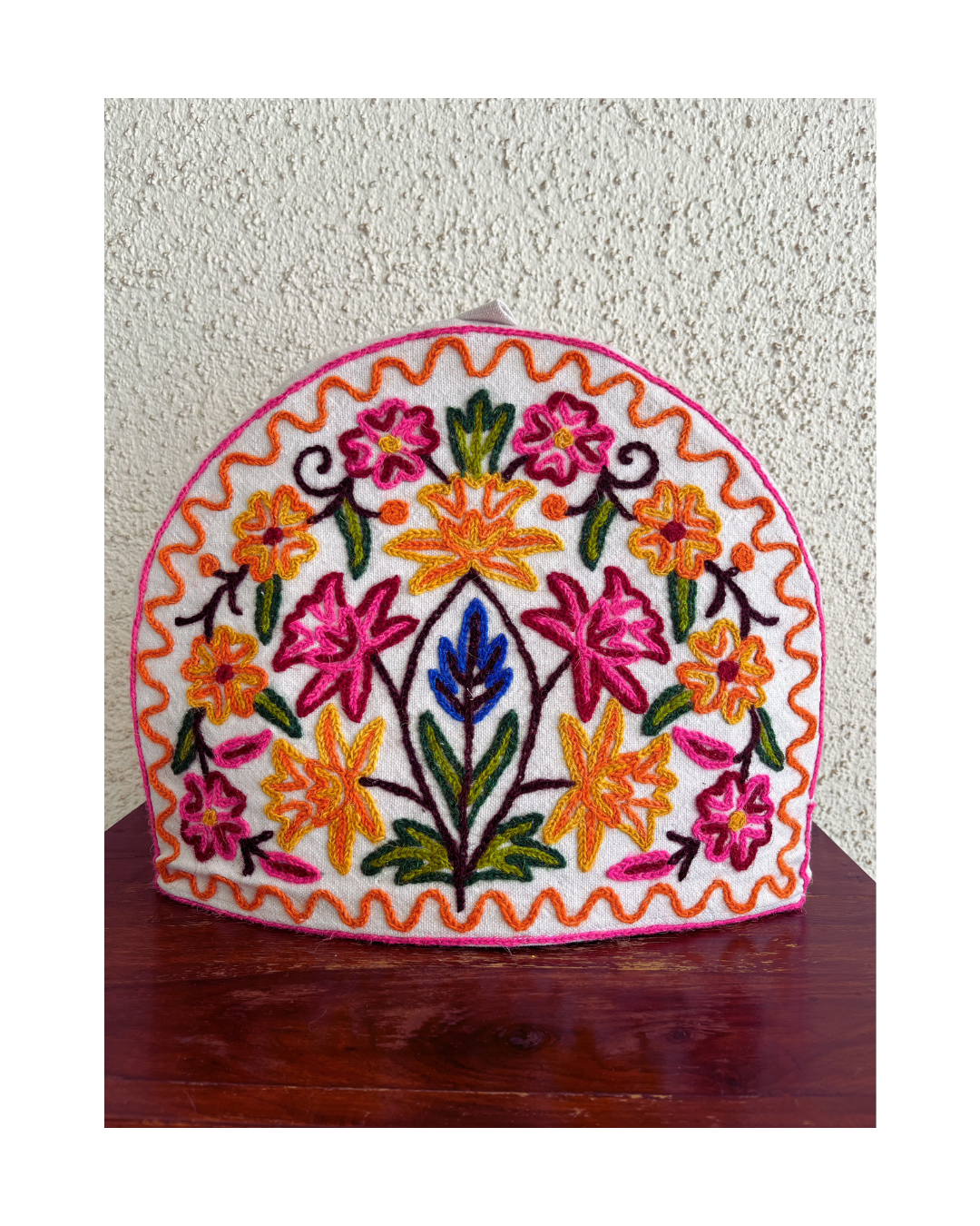 Handmade Tea Cosy - Kashmiri crewel embroidery, Large