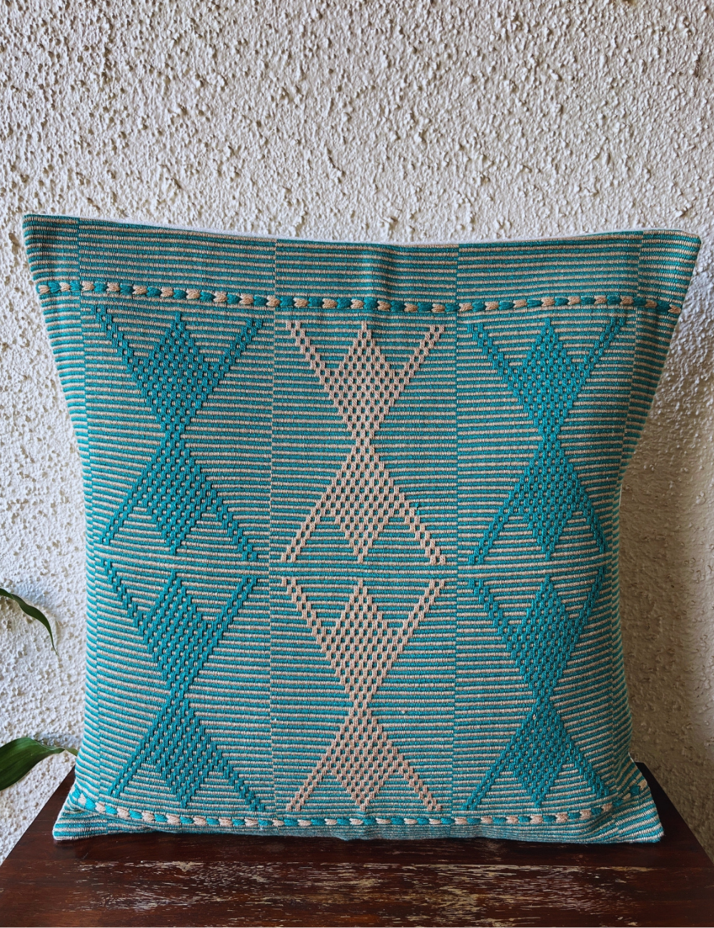 Chizami Weaves - Loin Loom Handwoven Cushion Cover Set in Aqua Green (Set of 2)
