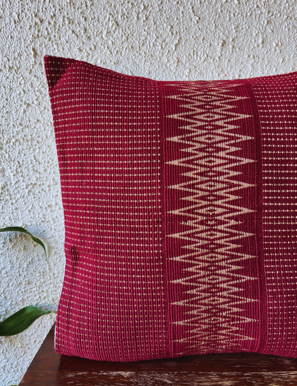 Chizami Weaves - Loin Loom Handwoven Cushion Cover Set in Burgundy (Set of 2)