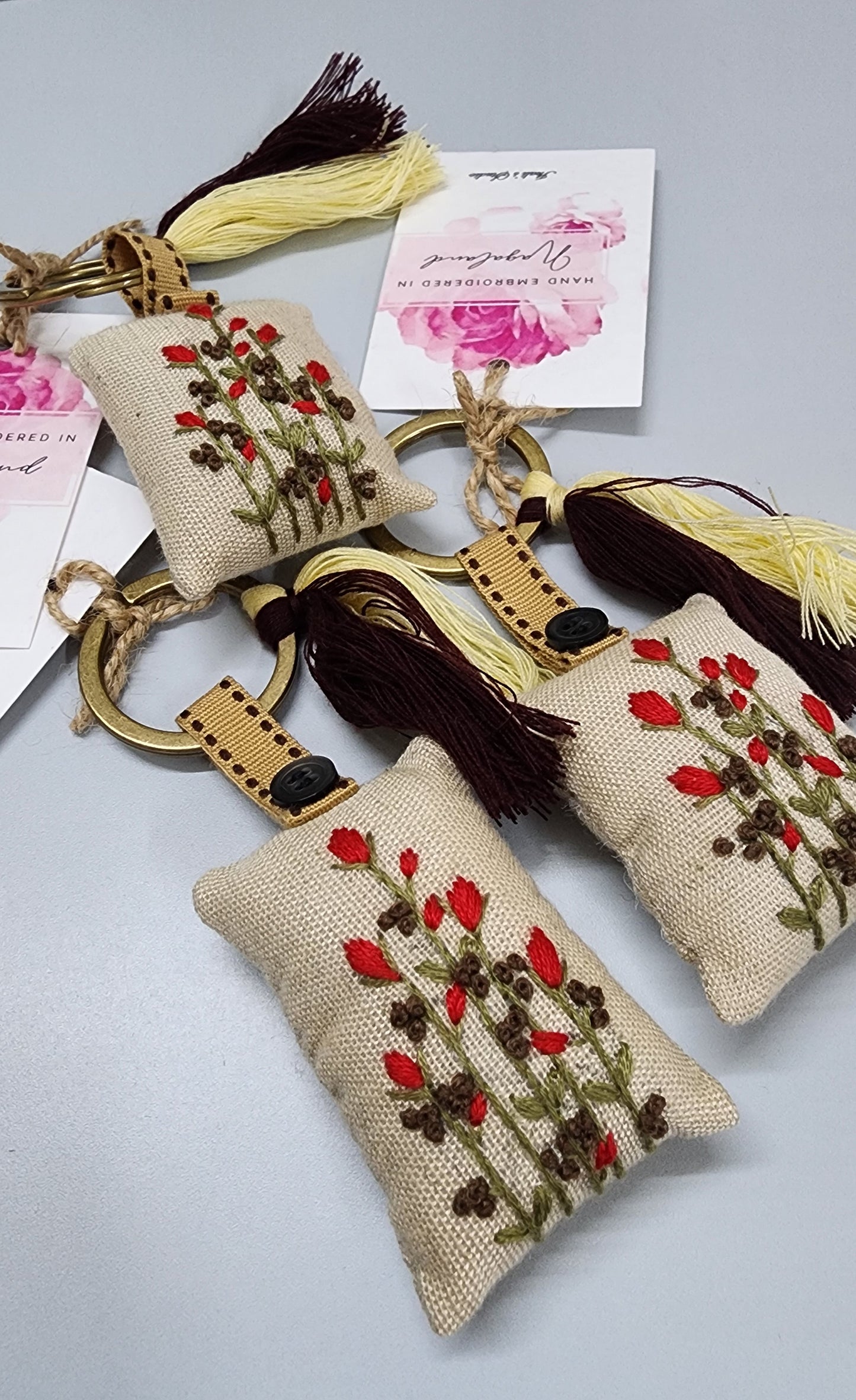 Ikali - Floral - Hand-embroidered Keychain