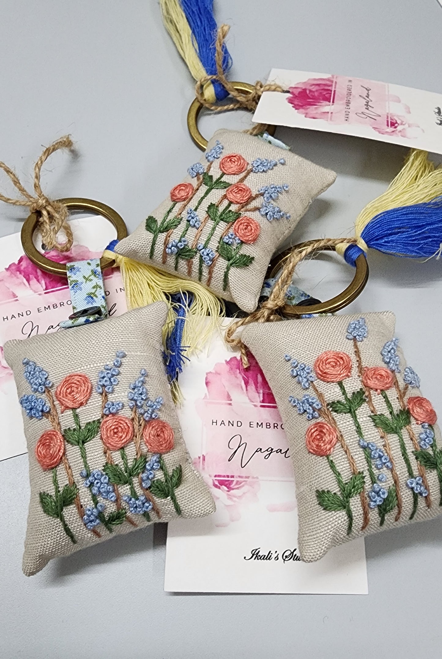 Ikali - Floral - Hand-embroidered Keychain