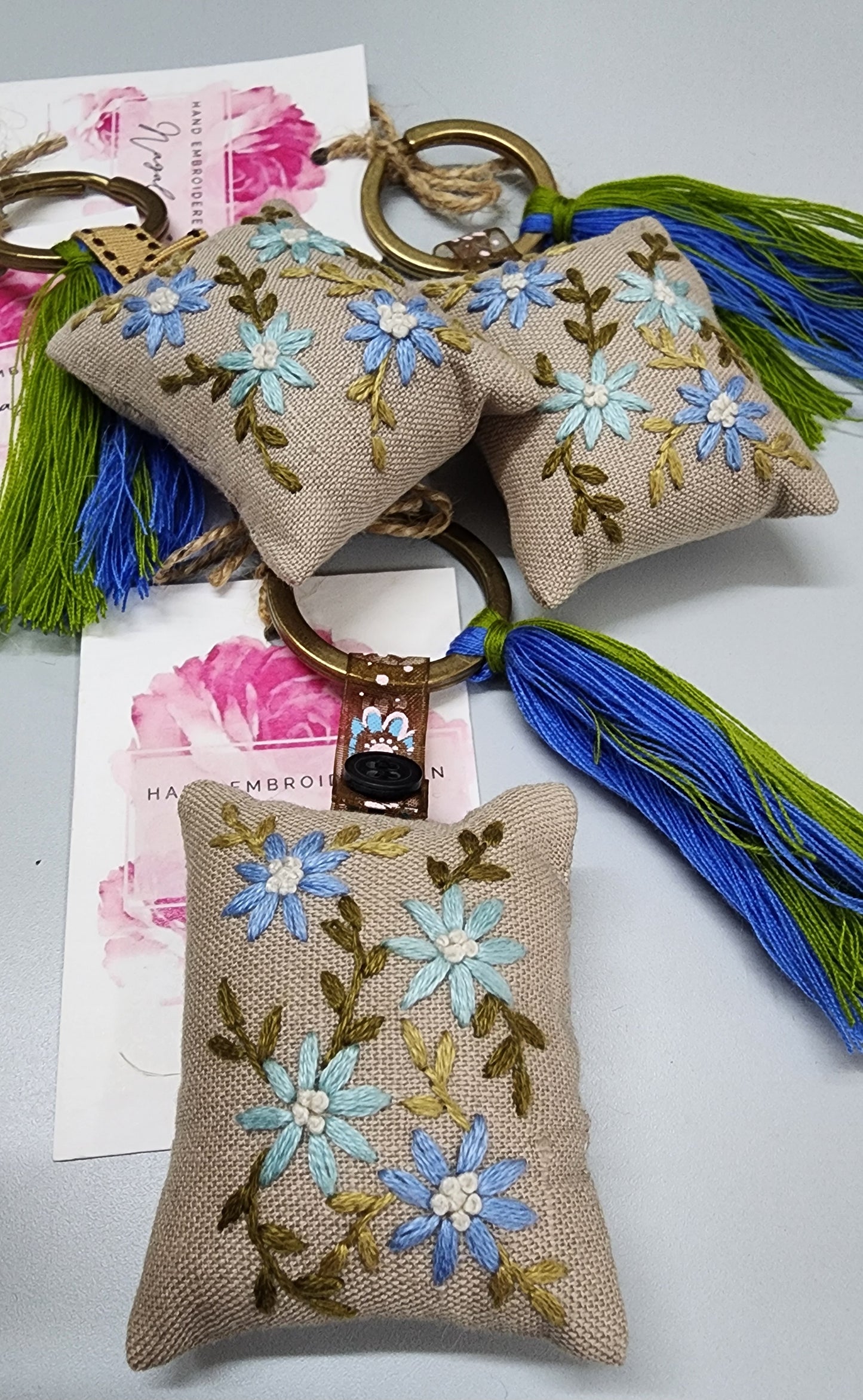 Ikali - Floral - Hand-embroidered Keychain