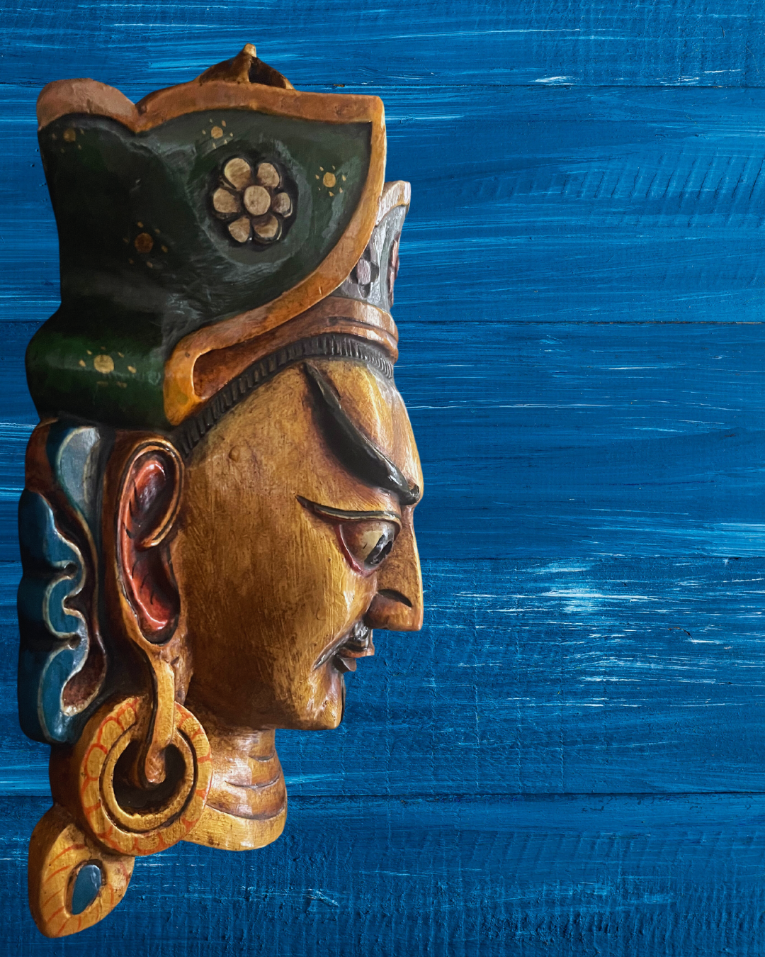 Guru Rinpoche Padmasambhava Handmade Wooden Mask