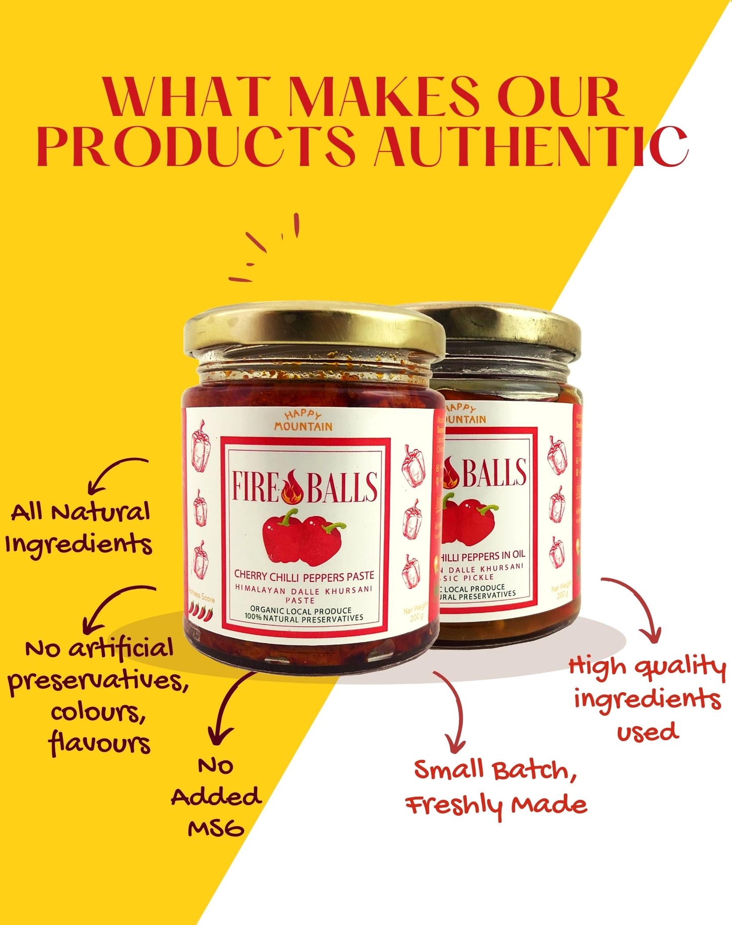 Happy Mountain™ - Fireballs™ - Cherry Chilli Peppers (Dalle Khursani) in Oil + Paste Twin Combo (x 2)